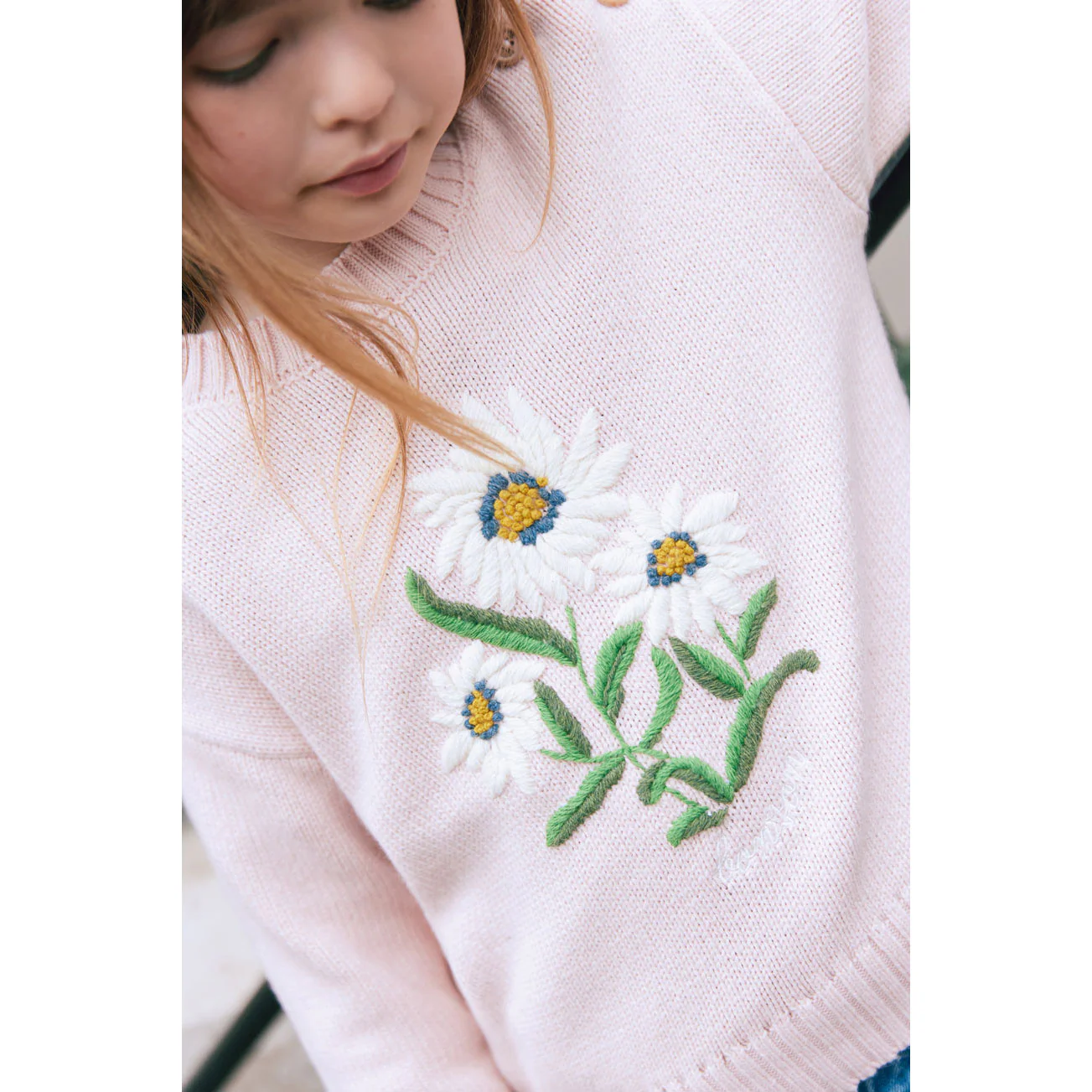 Bonton Peach Brode Fille Pullover - Image 2