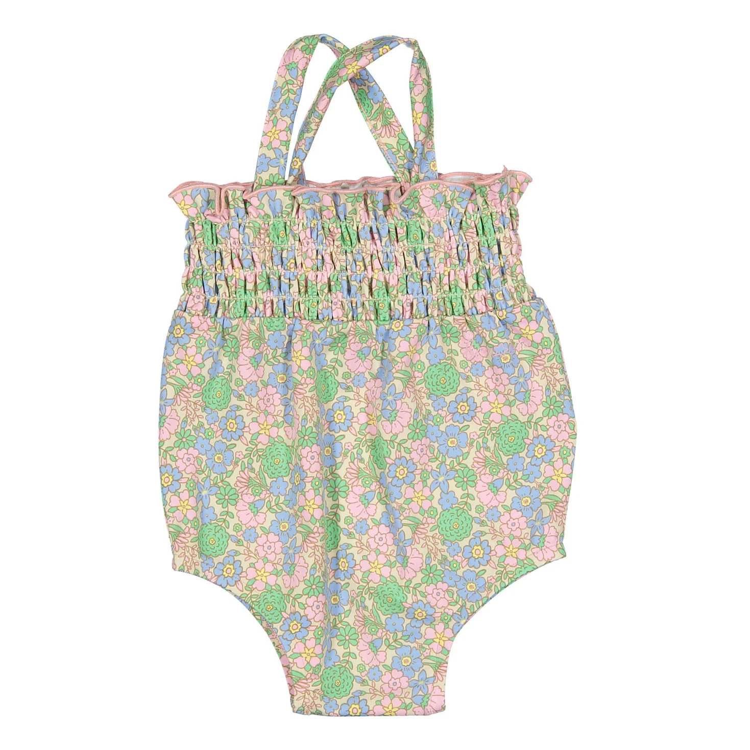 Bonton Pink Vintage Flower Baby Swimsuit