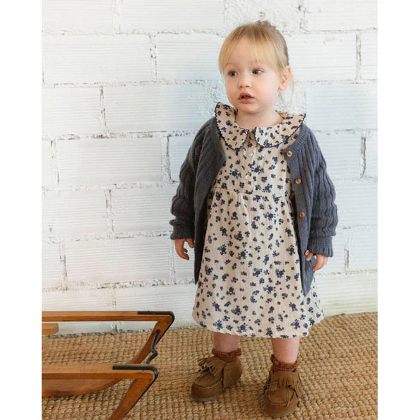 Buho Antic Blue Rib Knit Baby Cardigan - Image 2