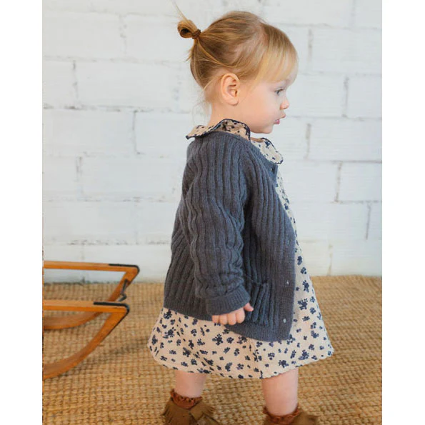 Buho Antic Blue Rib Knit Baby Cardigan - Image 4