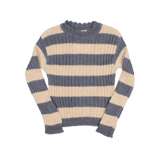 Buho Blue Rib Bands Sweater