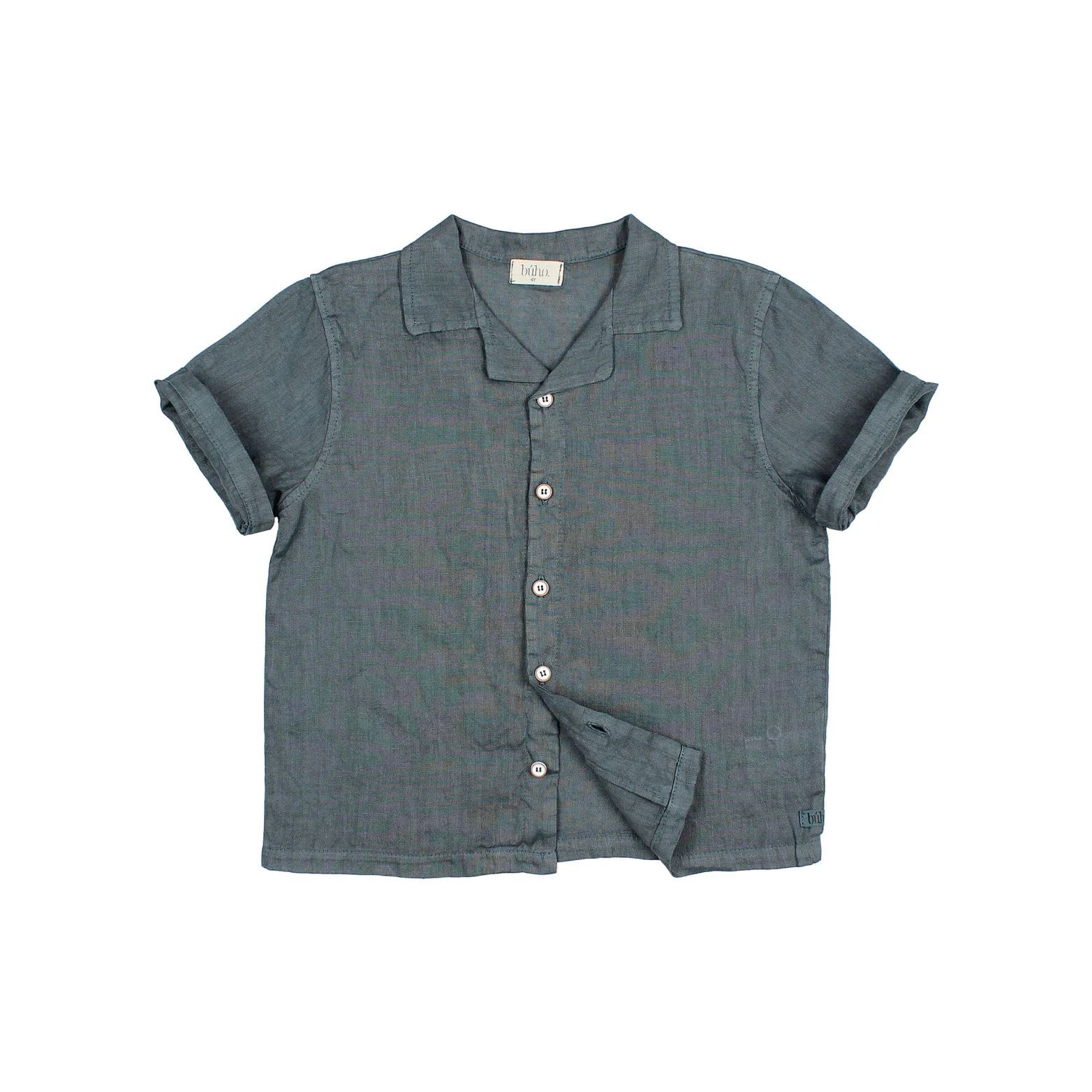 Buho Blue Teal Linen Shirt - Image 2