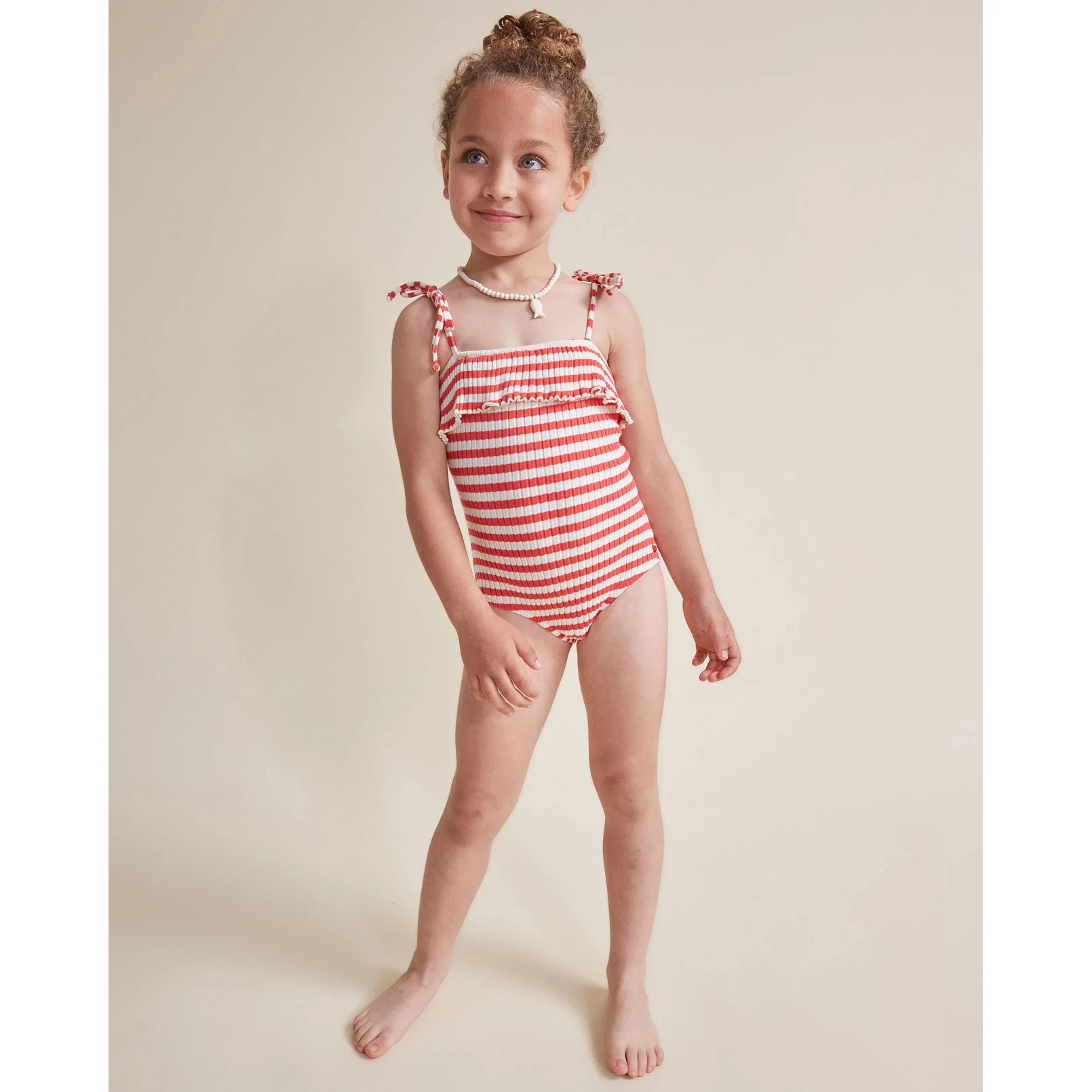 Buho Coral Red Rib Stripes Bathing suit - Image 2