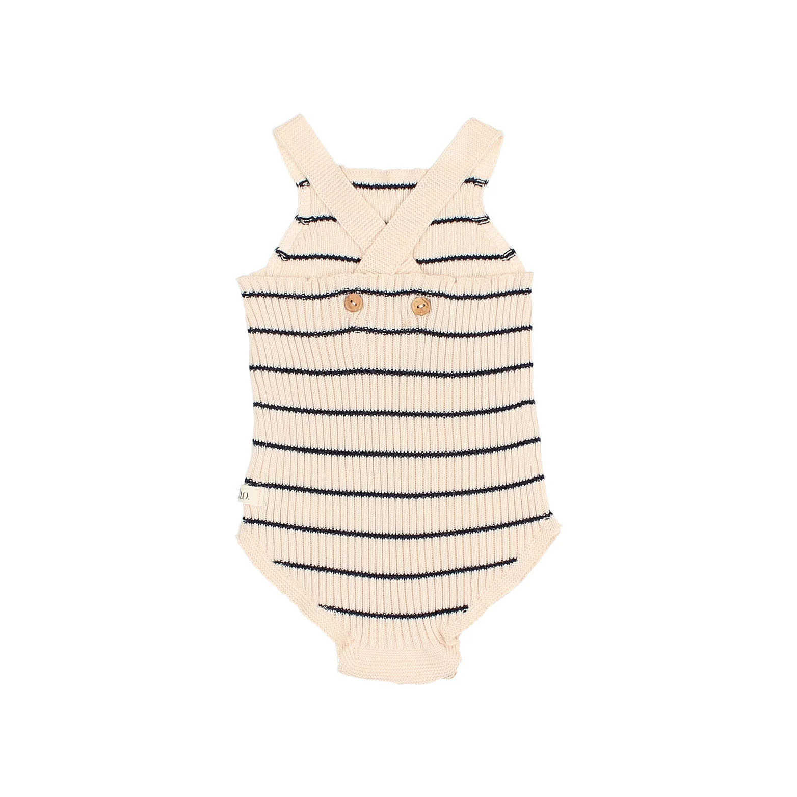 Buho Ecru Stripes Baby Rib Knit Romper - Image 3