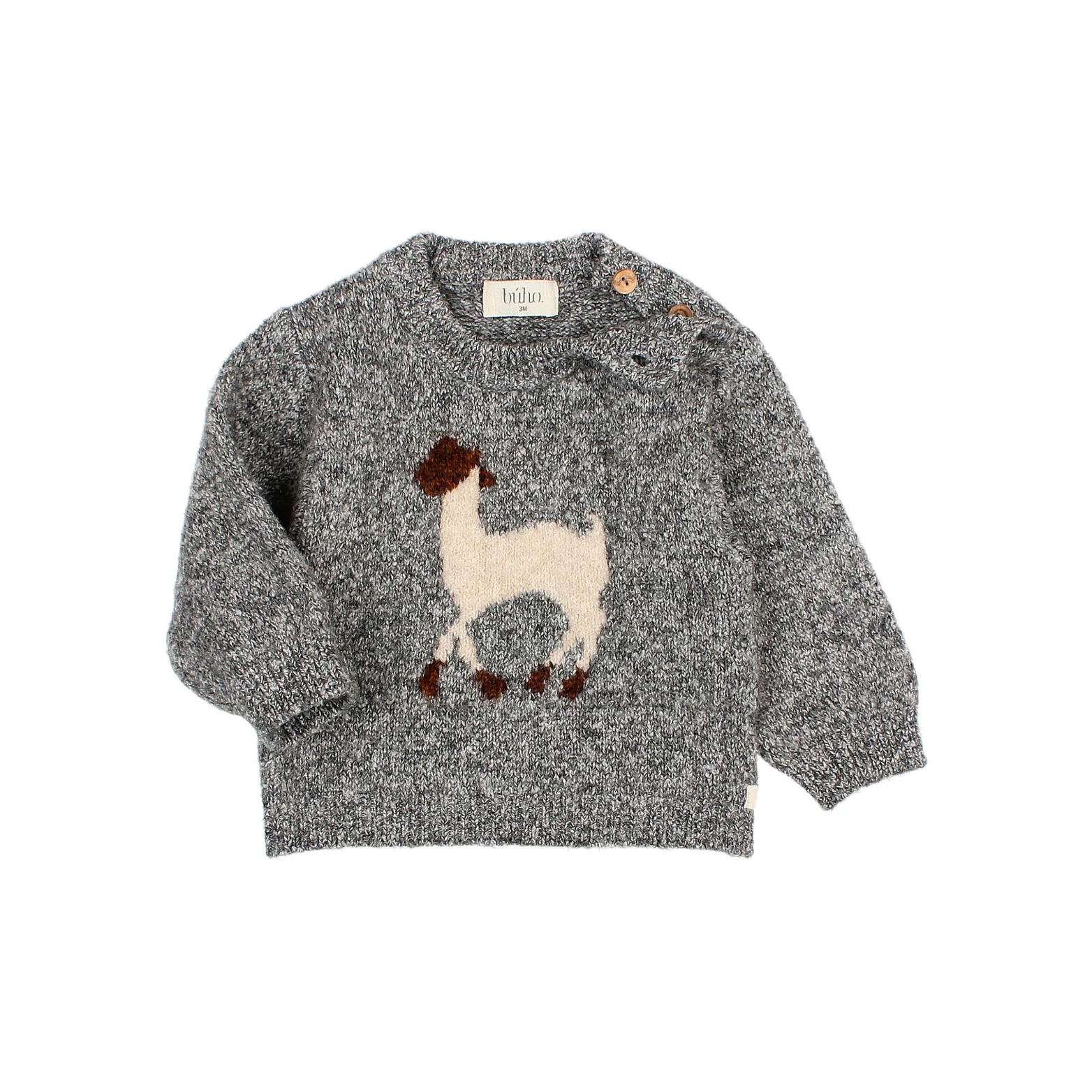 Buho Grey Melange Baby Llama Sweater - Image 2