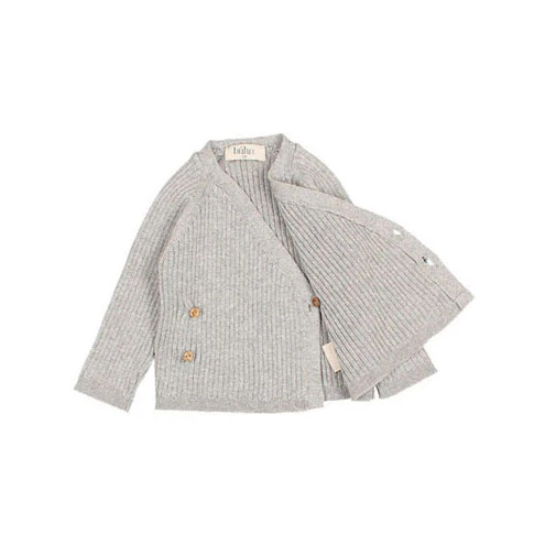 Buho Light Grey Crossed Baby Cardigan - Image 3