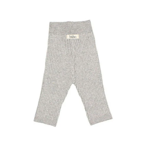 Buho Light Grey Rib Knit Baby Leggings - Image 2