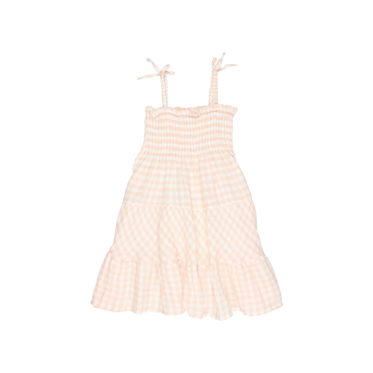 Buho Light Pink Gingham Long Dress