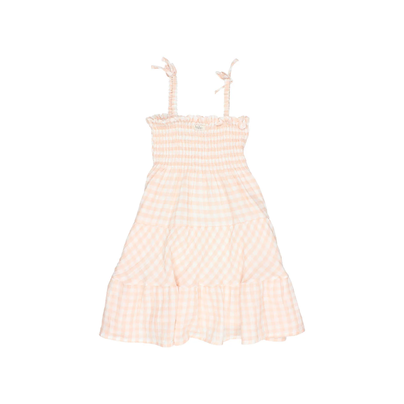 Buho Light Pink Gingham Long Dress - Image 2