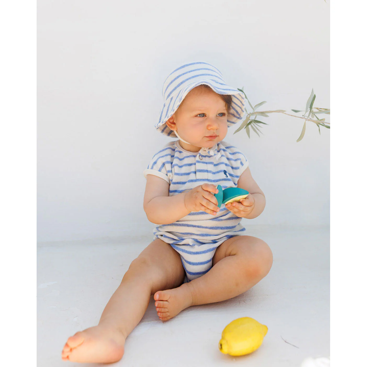 Buho Placid Blue Terry Stripes Romper - Image 2