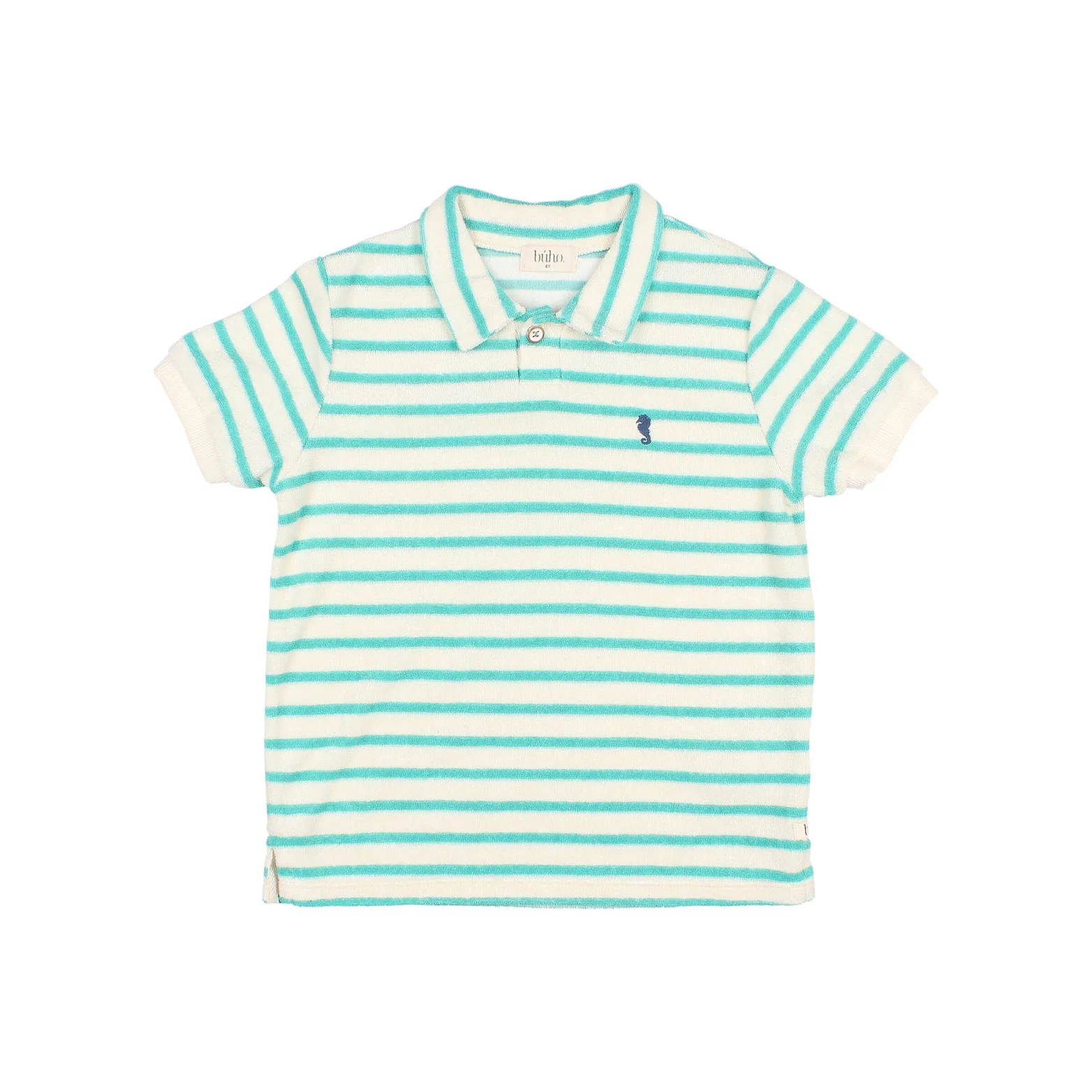 Buho Pool Green Terry Stripes Polo