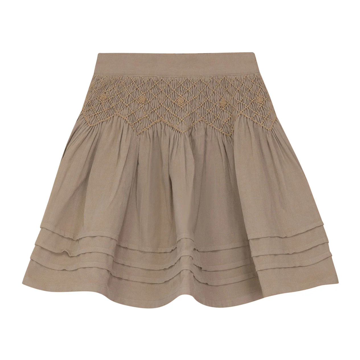 Calla Lili Camel Smocking Skirt
