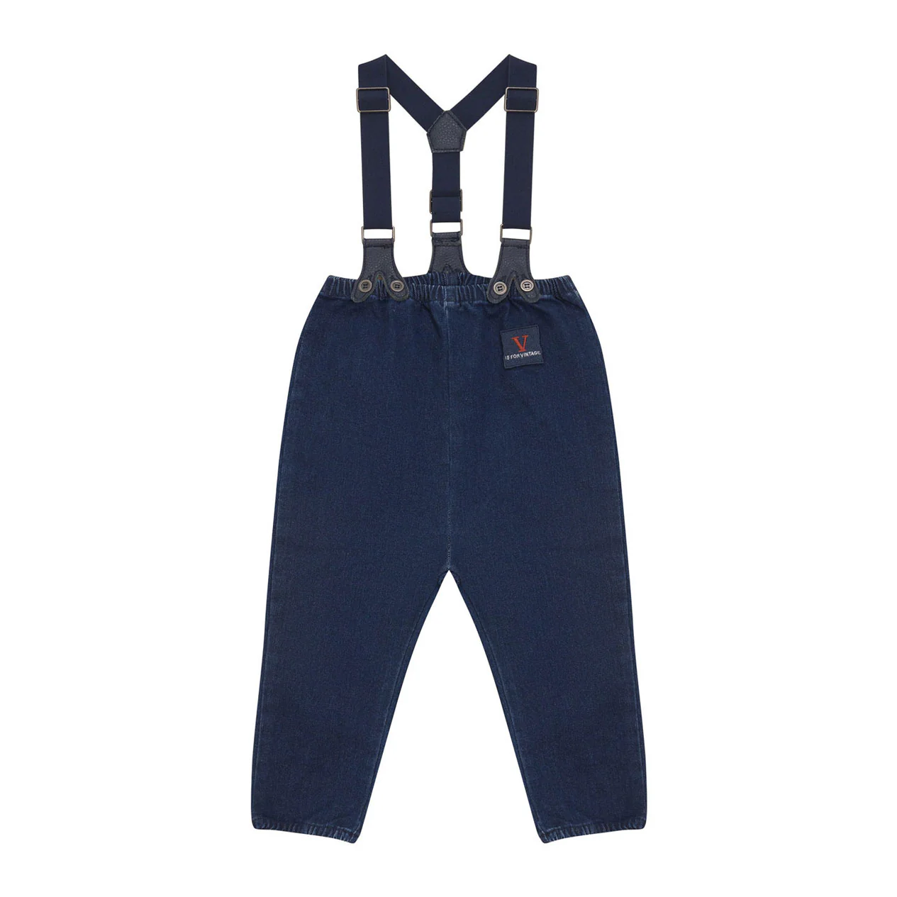 Calla Lili Denim Blue Suspenders Romper