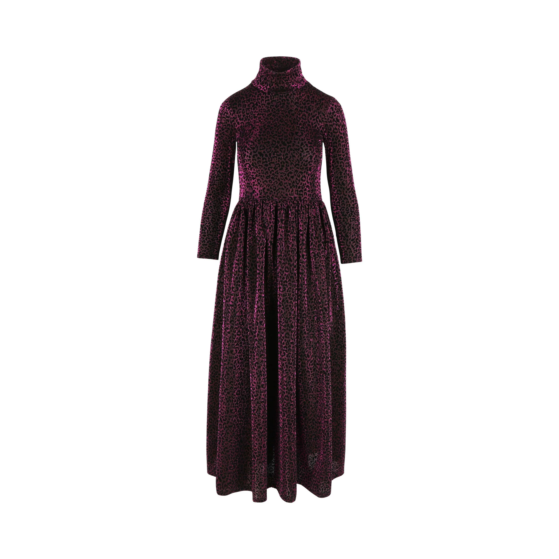 Caroline Bosmans Bright Pink Velvet Leopard Dress