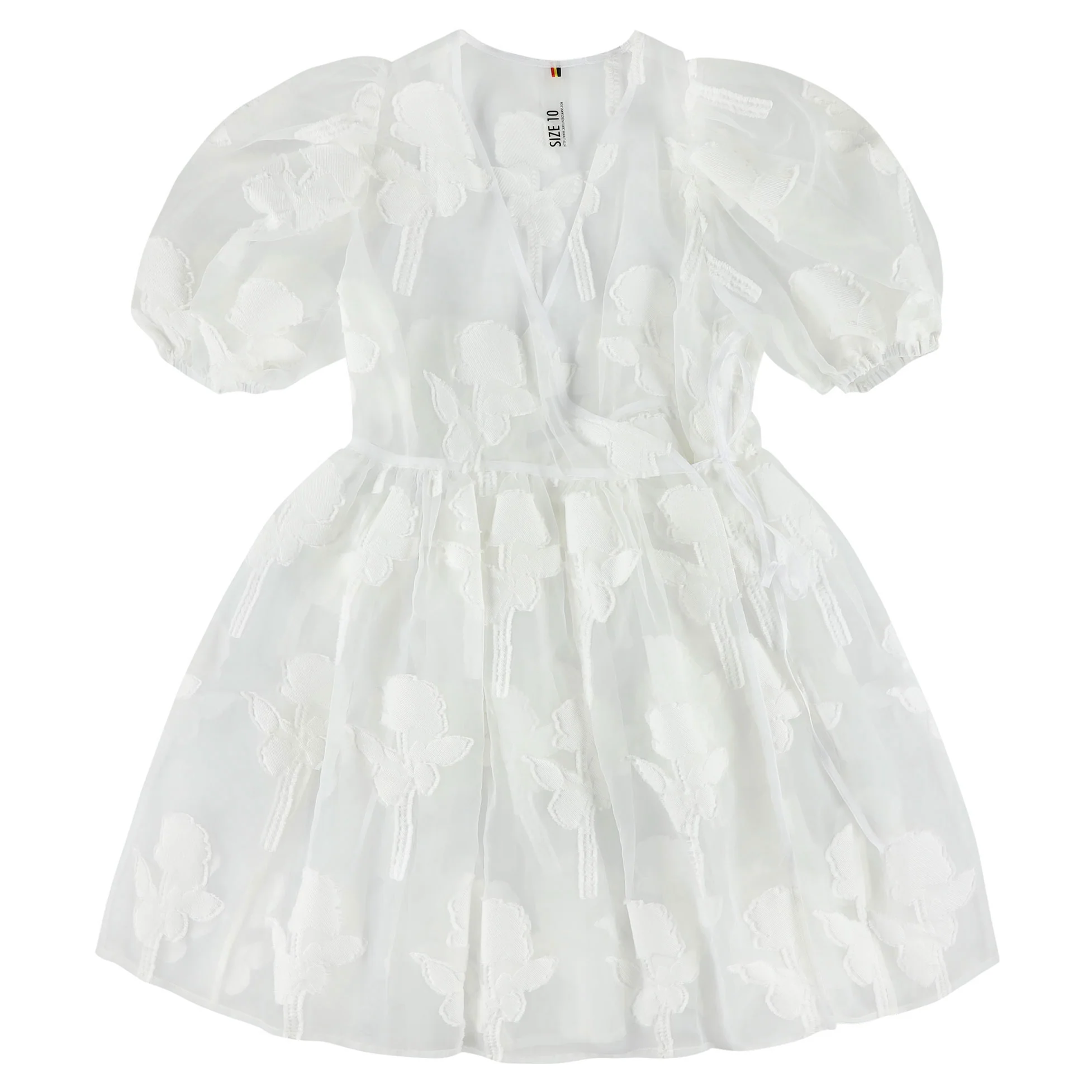 Caroline Bosmans White Transparent Rose Dress