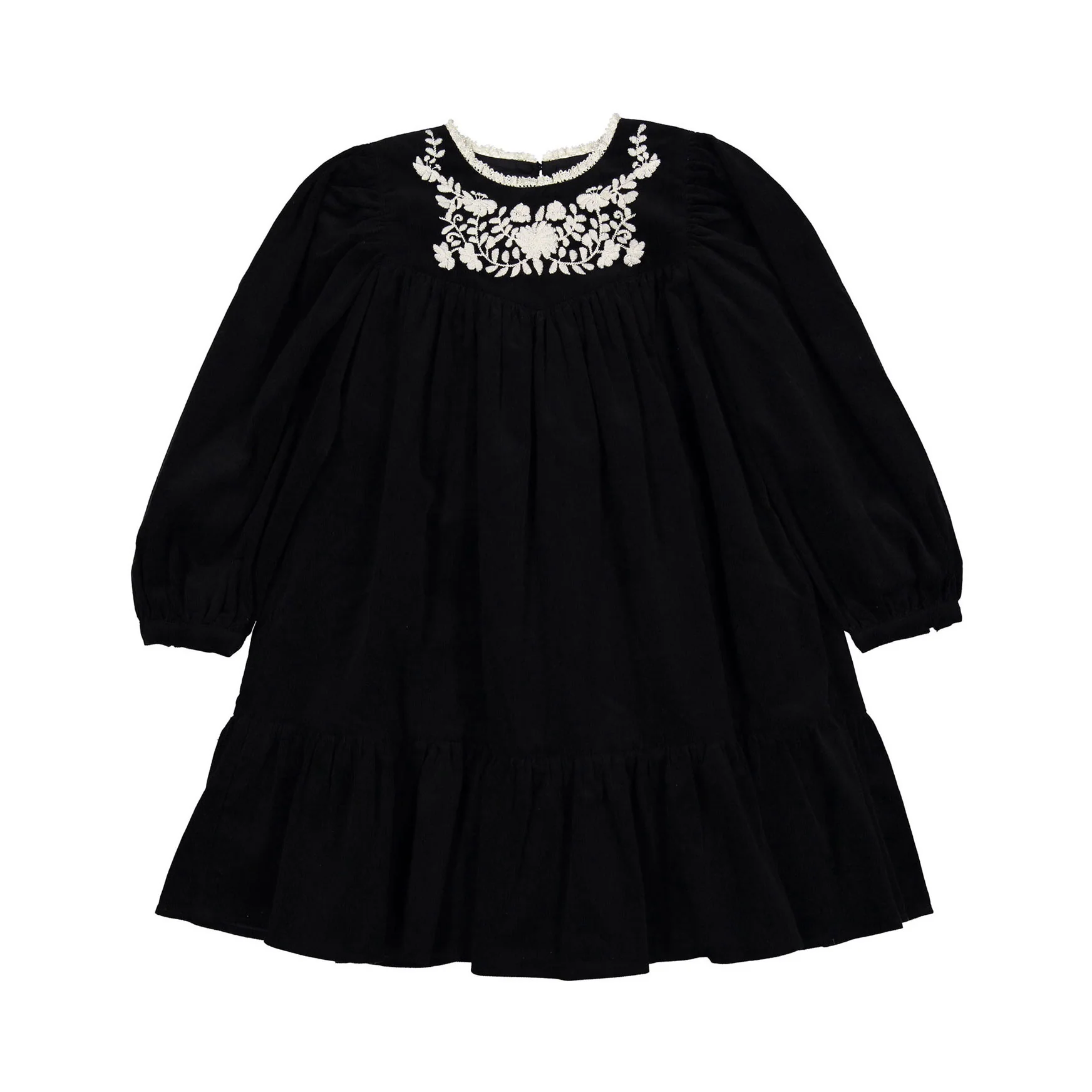 Cera Una Volta Black Corduroy Alida Dress
