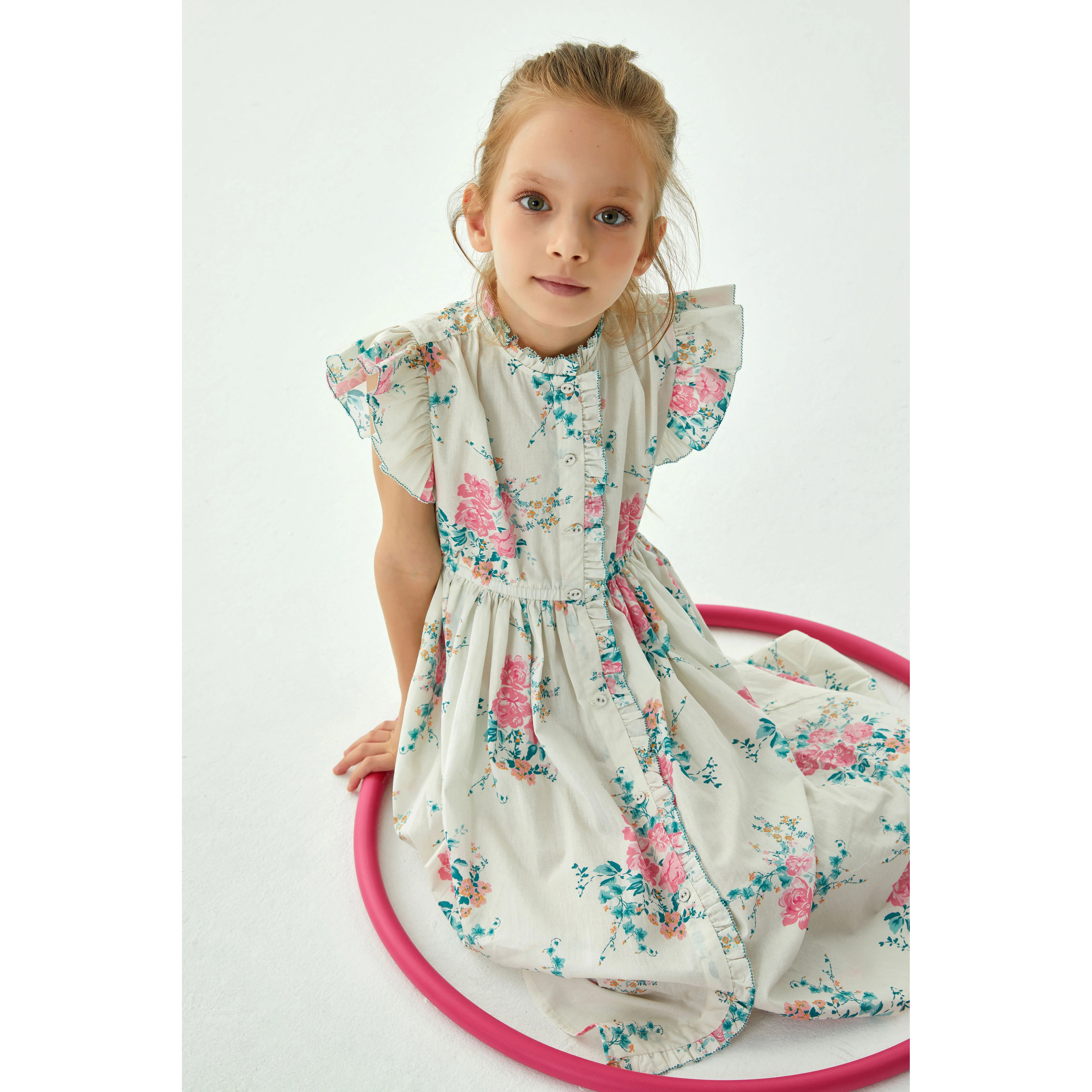 Cera Una Volta Pink Roses Delphine Dress - Image 4