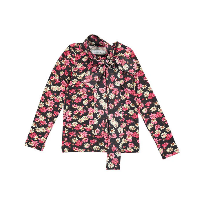 Christina Rohde Black/Pink Ditsy Floral Blouse