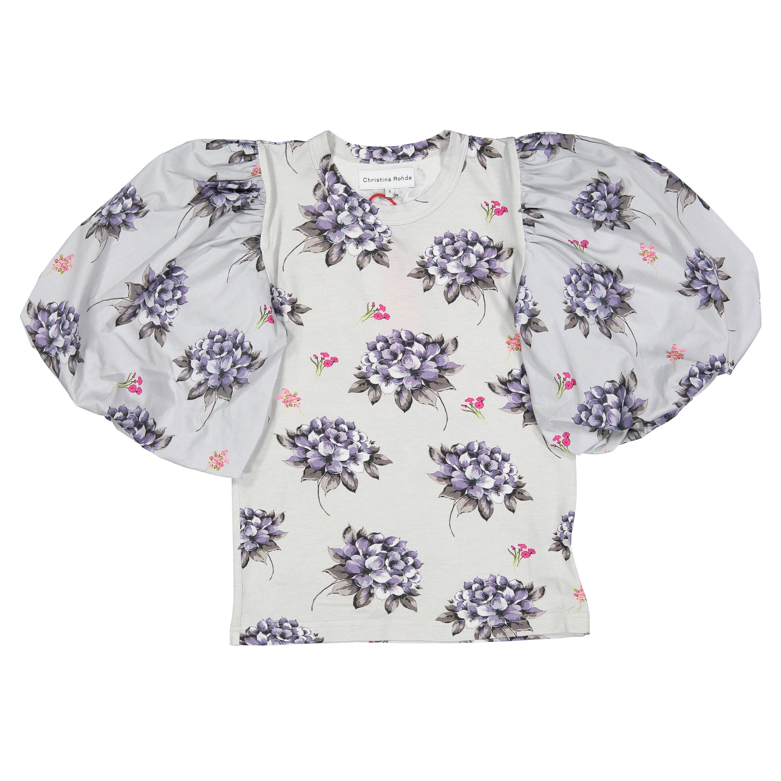 Christina Rohde Slate Blue Floral Blouse