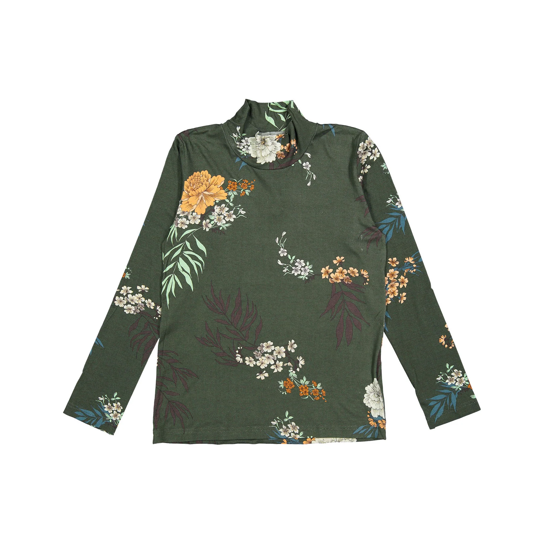 Christina Rohde Green Multi Floral Turtleneck