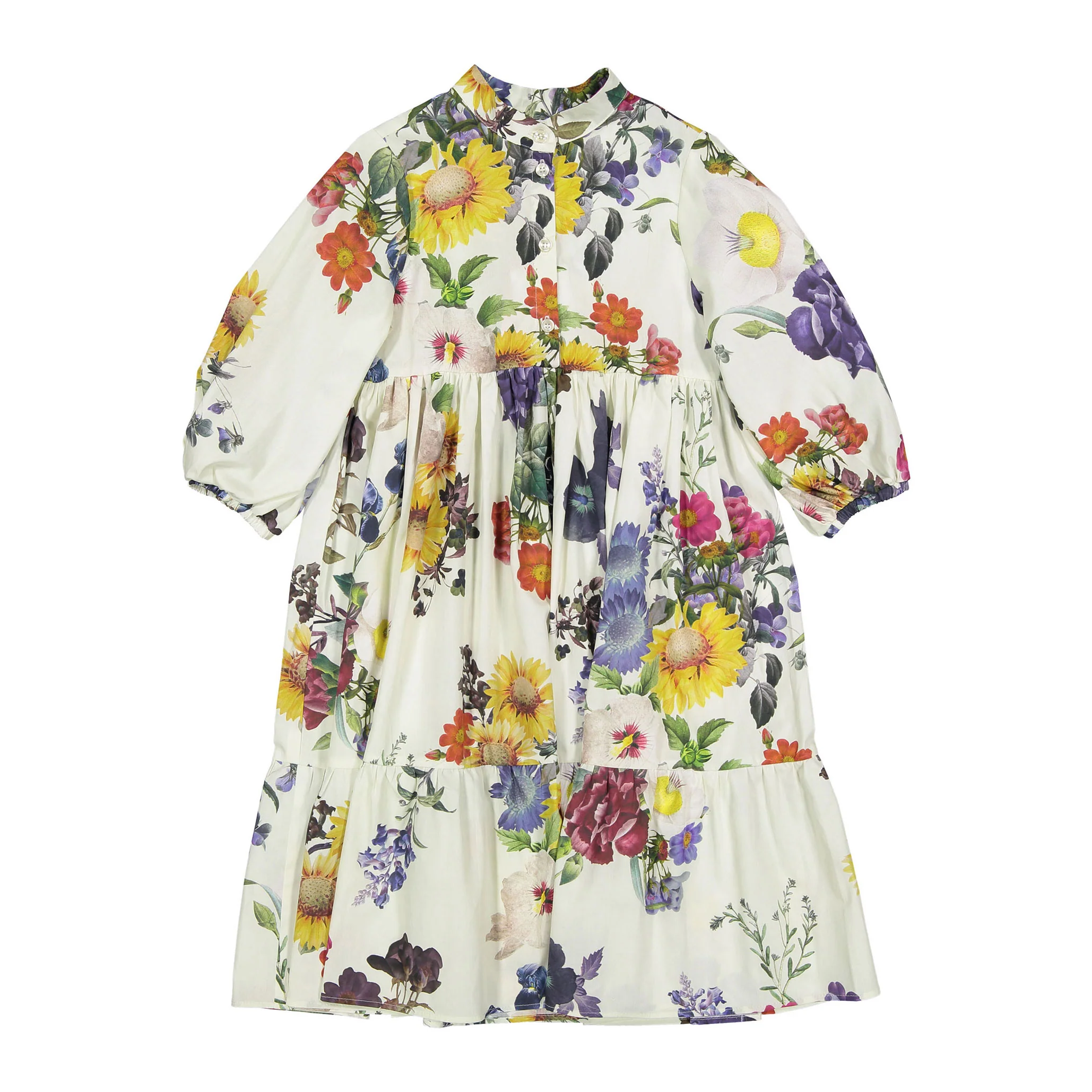 Christina Rohde Ivory Garden Floral Sleeve Dress