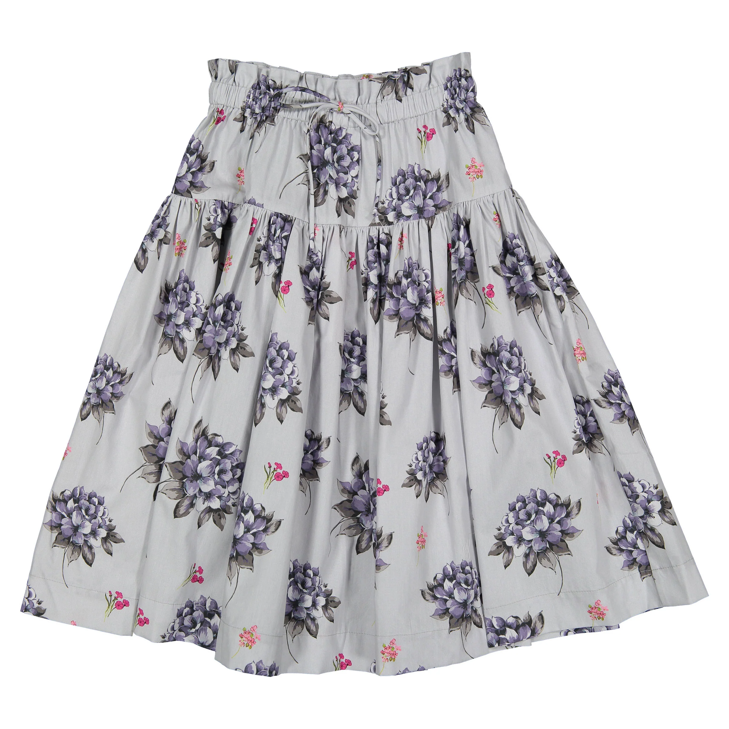 Christina Rohde Slate Blue Floral Skirt