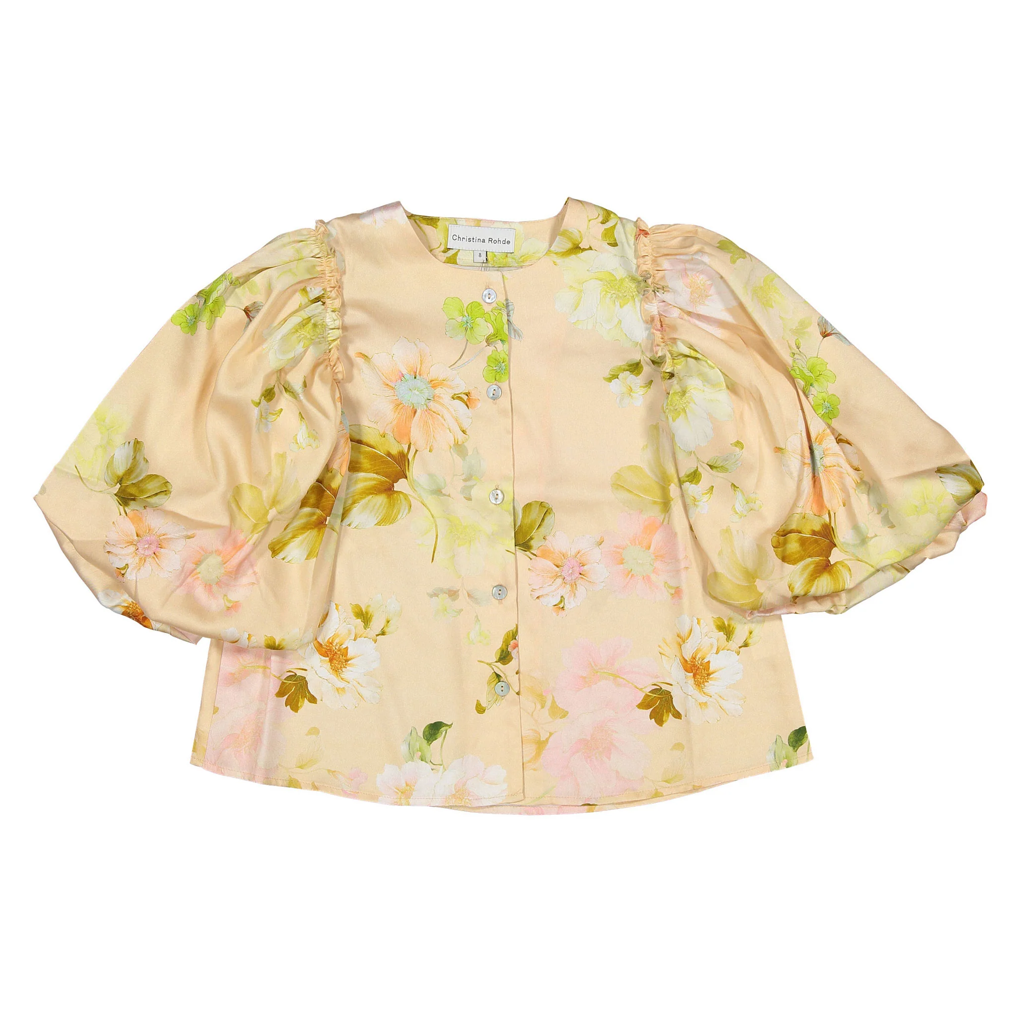 Christina Rohde Tan Floral Blouse