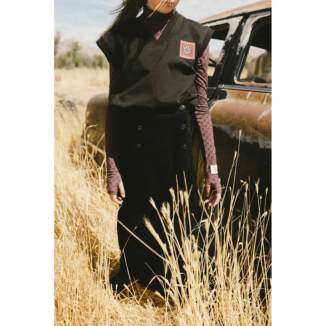 Clubhouse Black Corduroy Button Detailed Skirt - Image 2