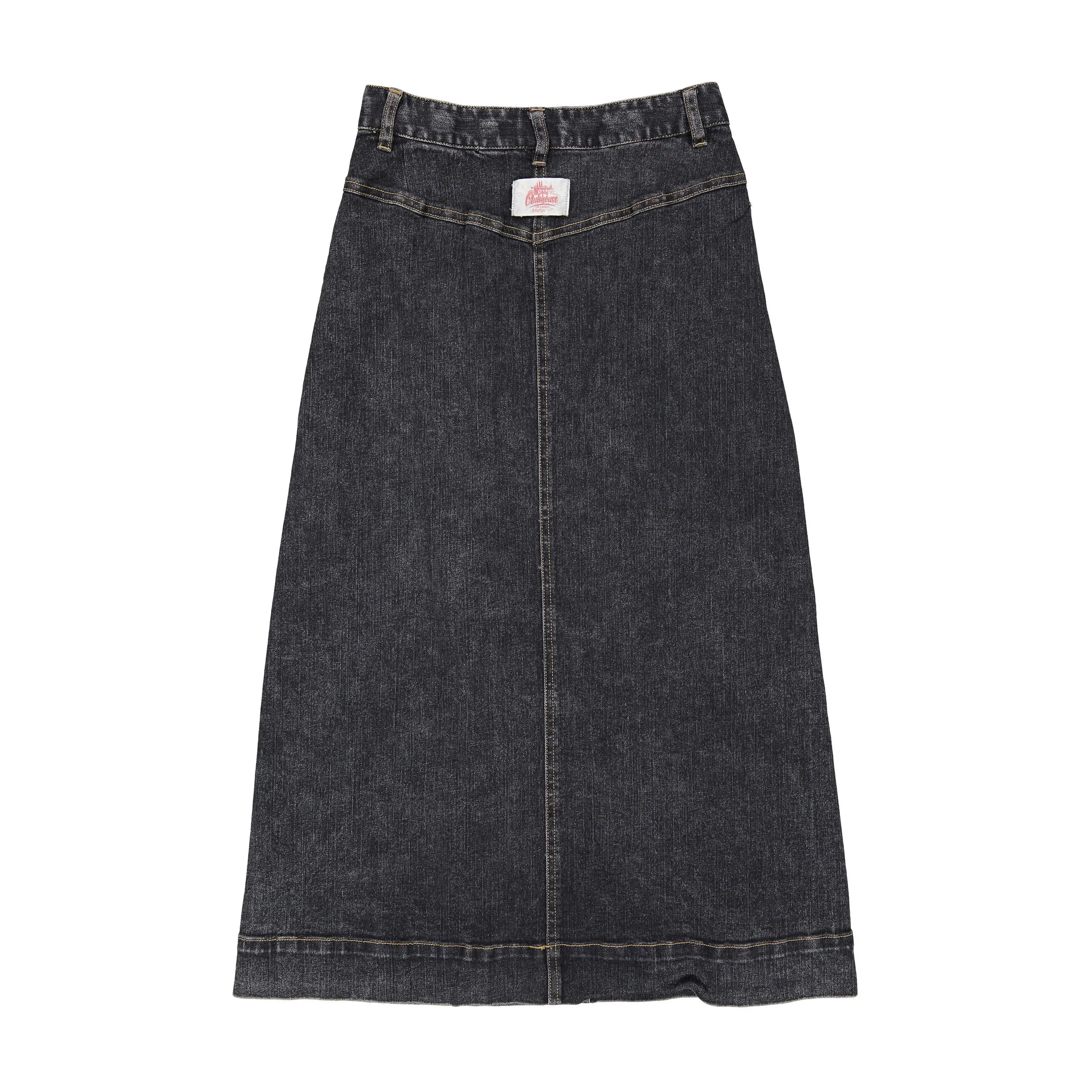 Clubhouse Black Denim Stitched Maxi Skirt - Image 3