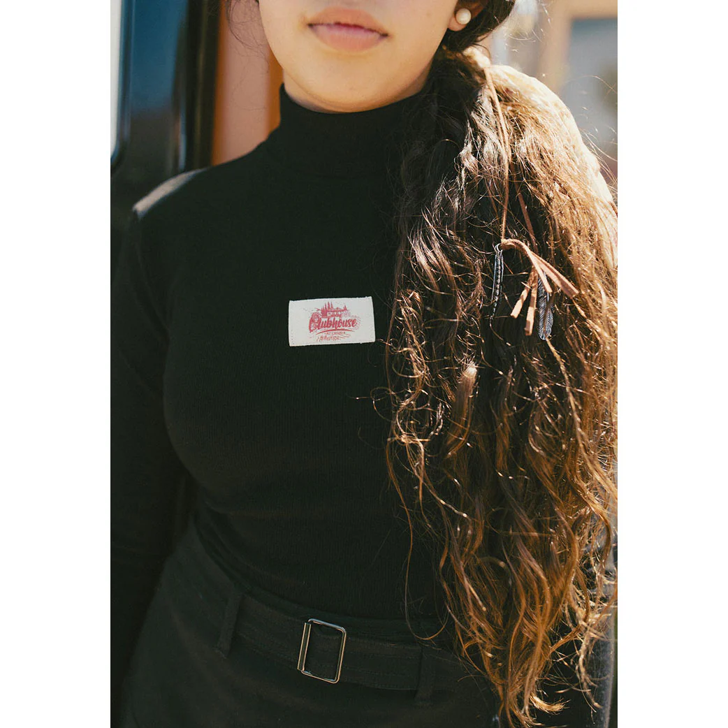 Clubhouse Black Ribbed Logo Turtleneck - Image 3