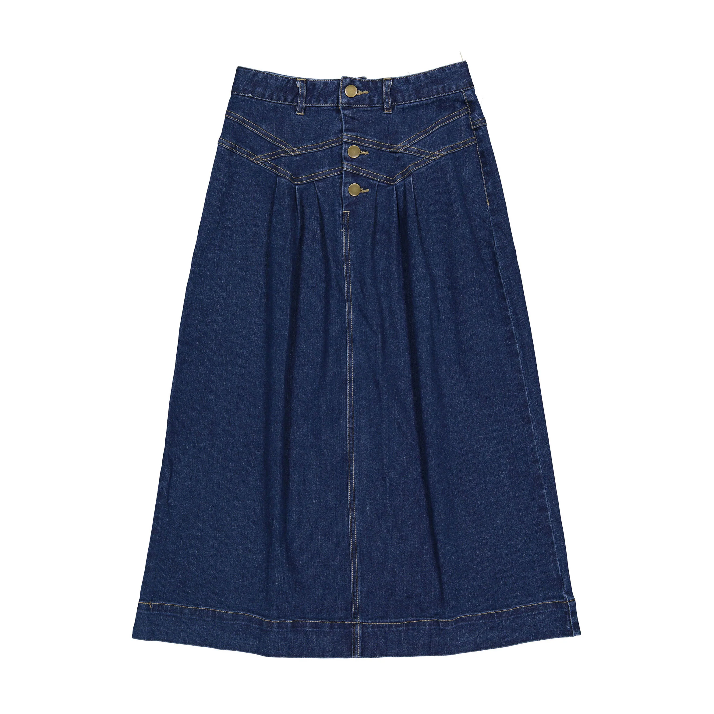 Clubhouse Blue Denim Stitched Maxi Skirt