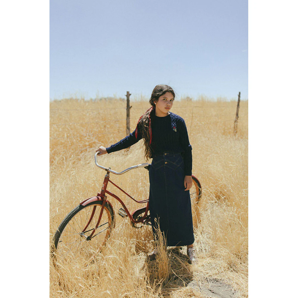 Clubhouse Blue Denim Stitched Maxi Skirt - Image 2