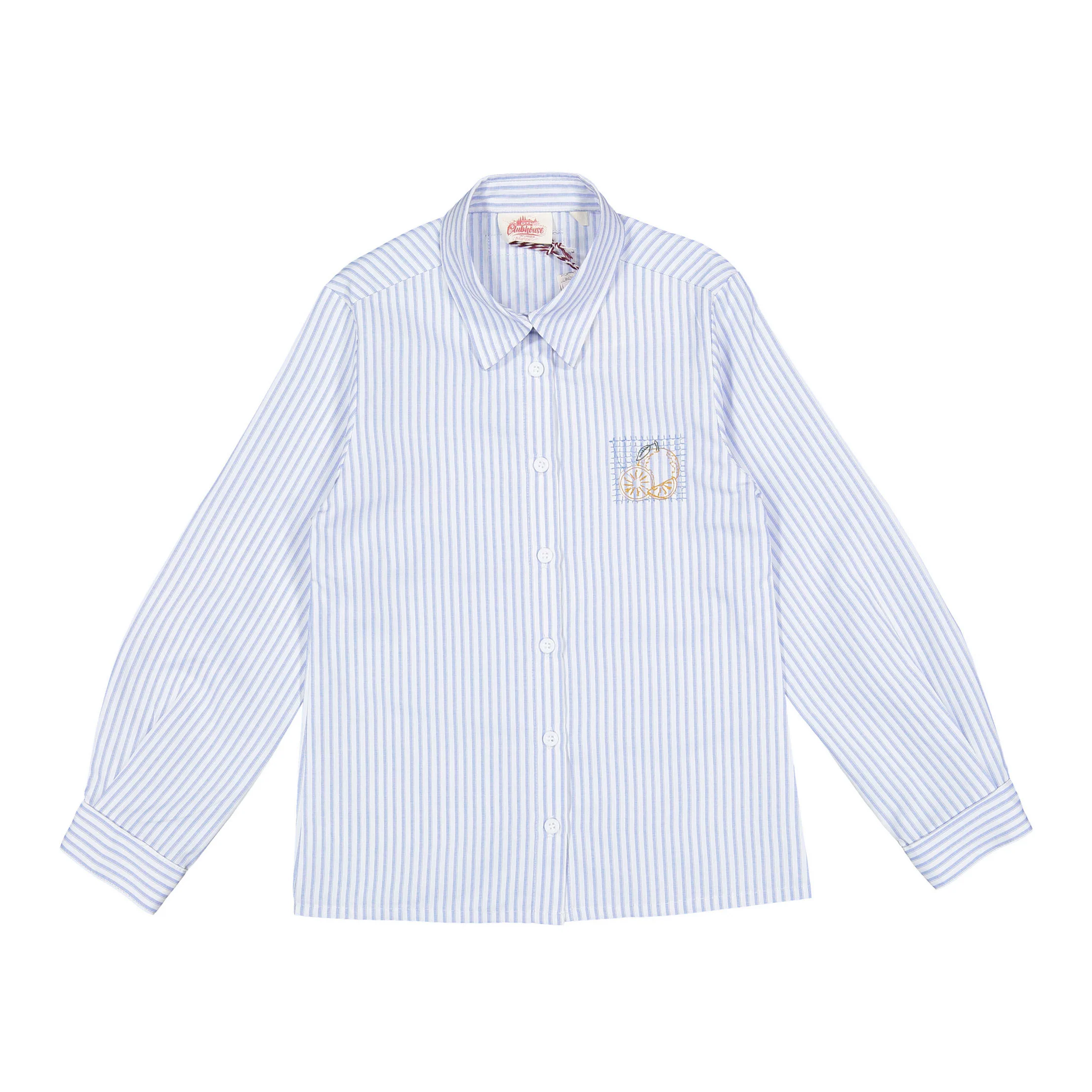 Clubhouse Blue Striped Embroidered Blouse