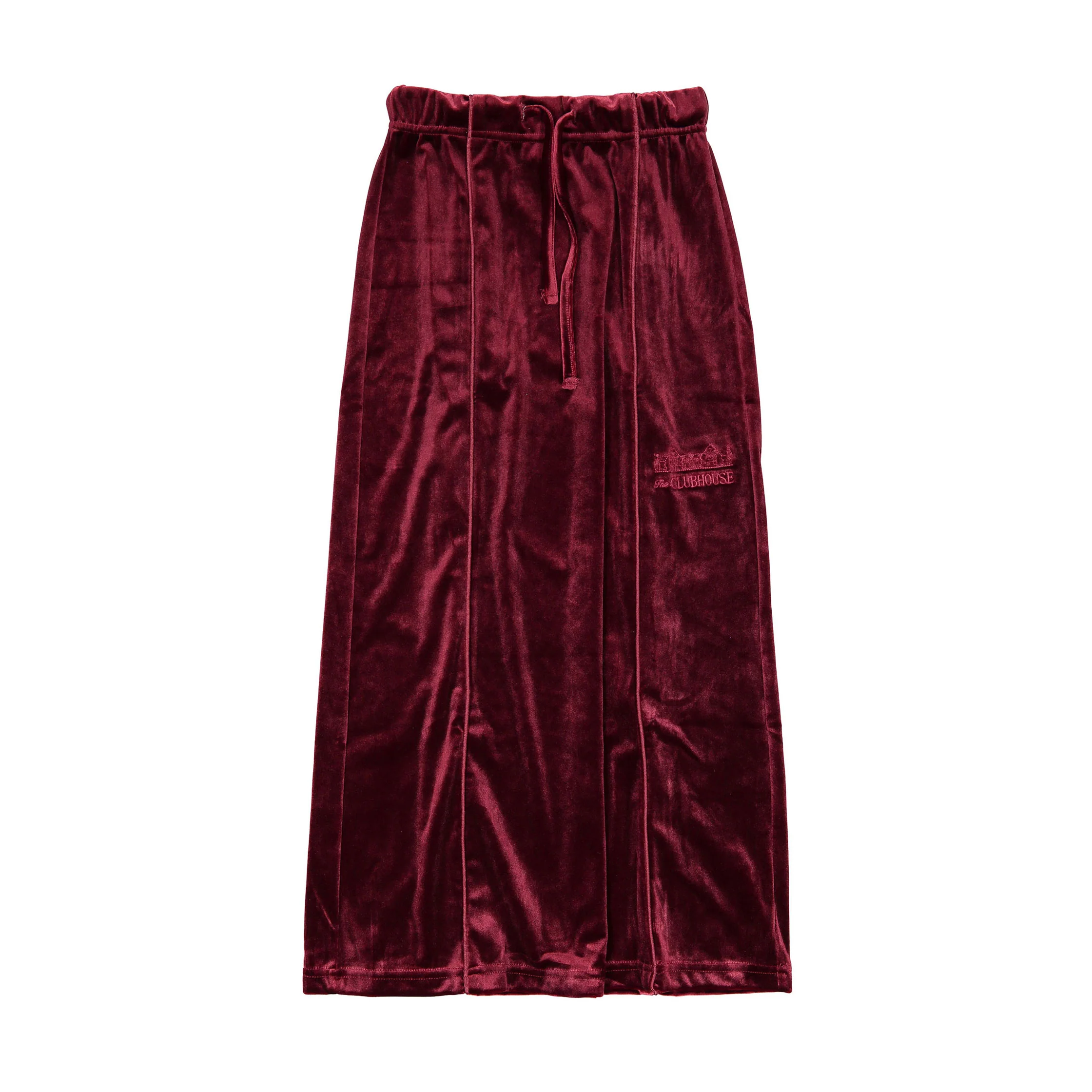 Clubhouse Burgundy Logo Velvet Maxi Skirt