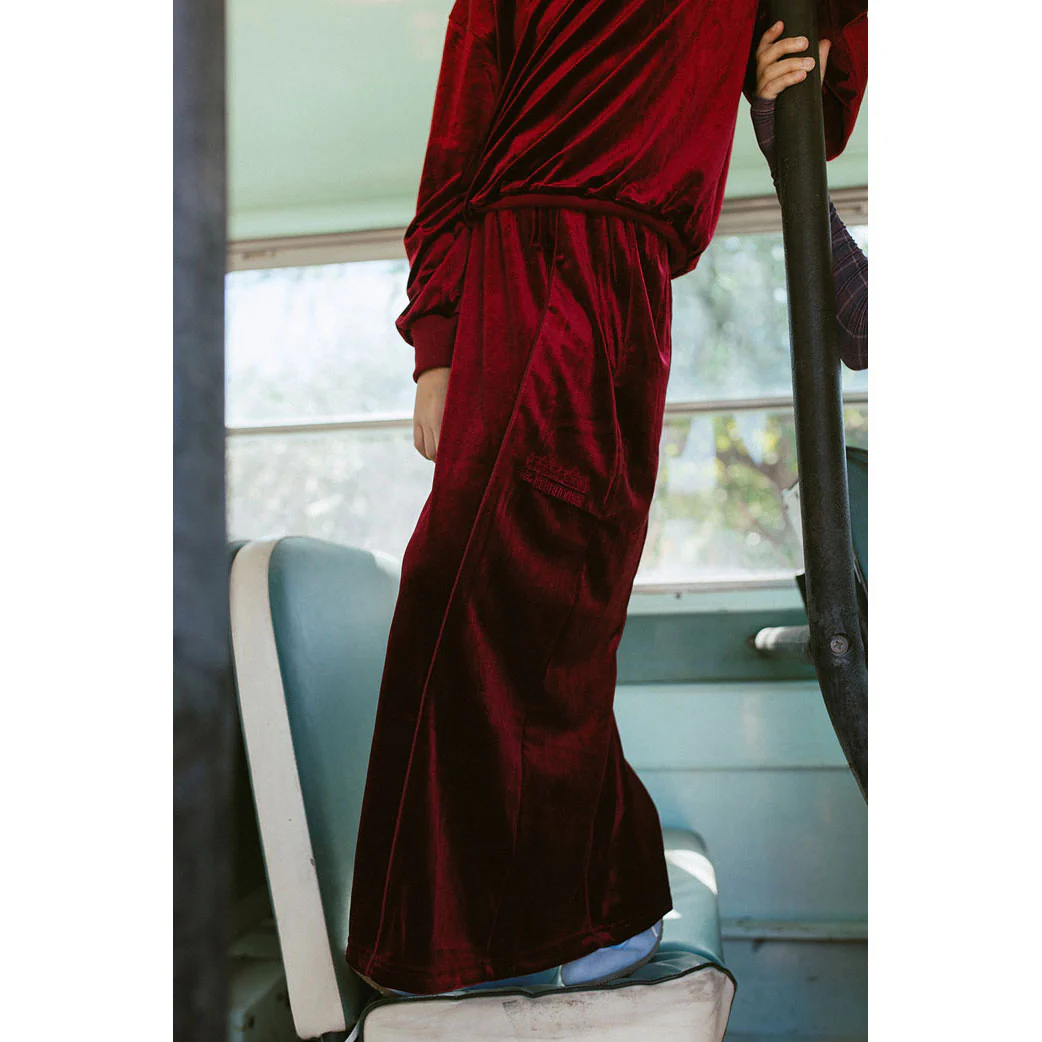 Clubhouse Burgundy Logo Velvet Maxi Skirt - Image 3