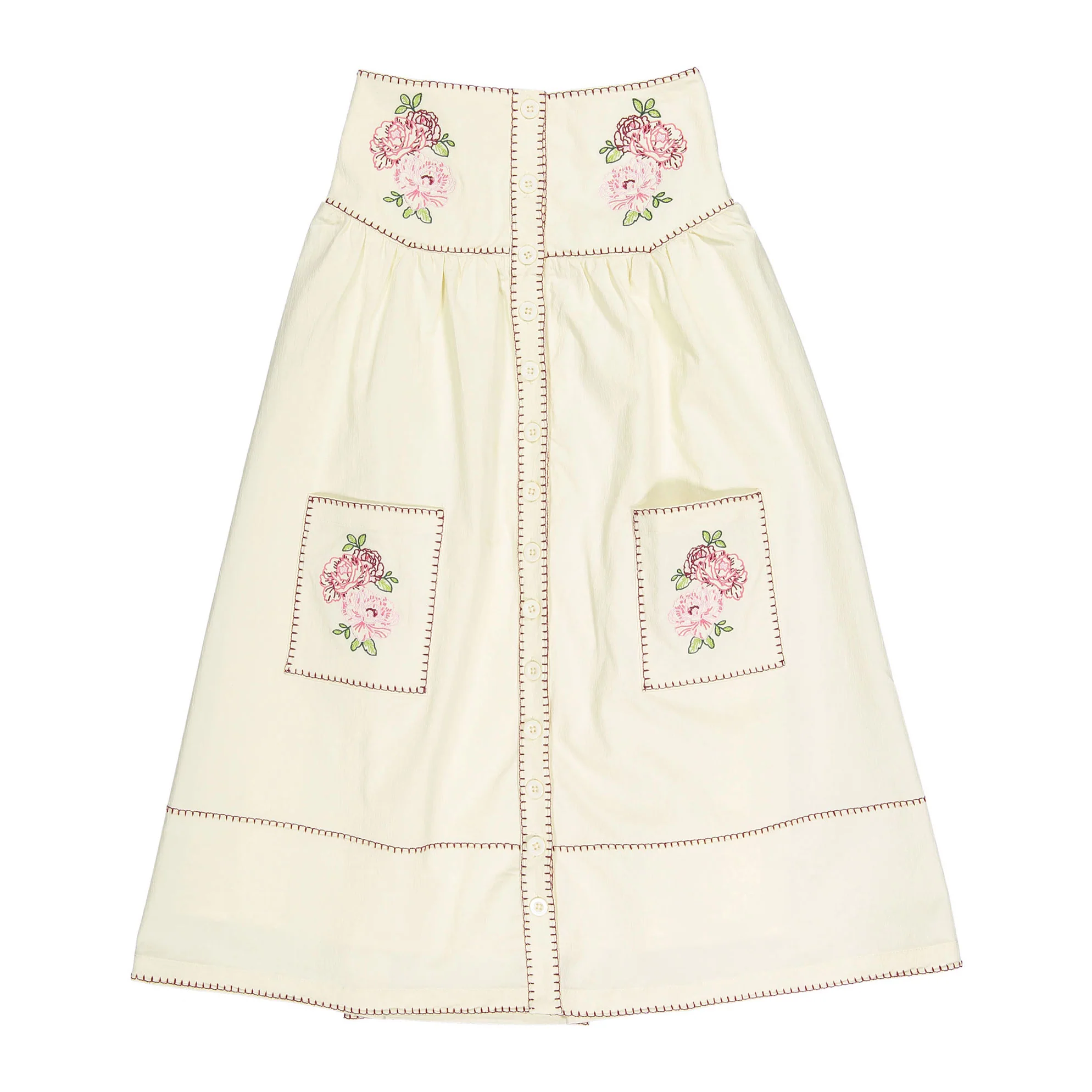 Clubhouse Cream Embroidered Maxi Skirt