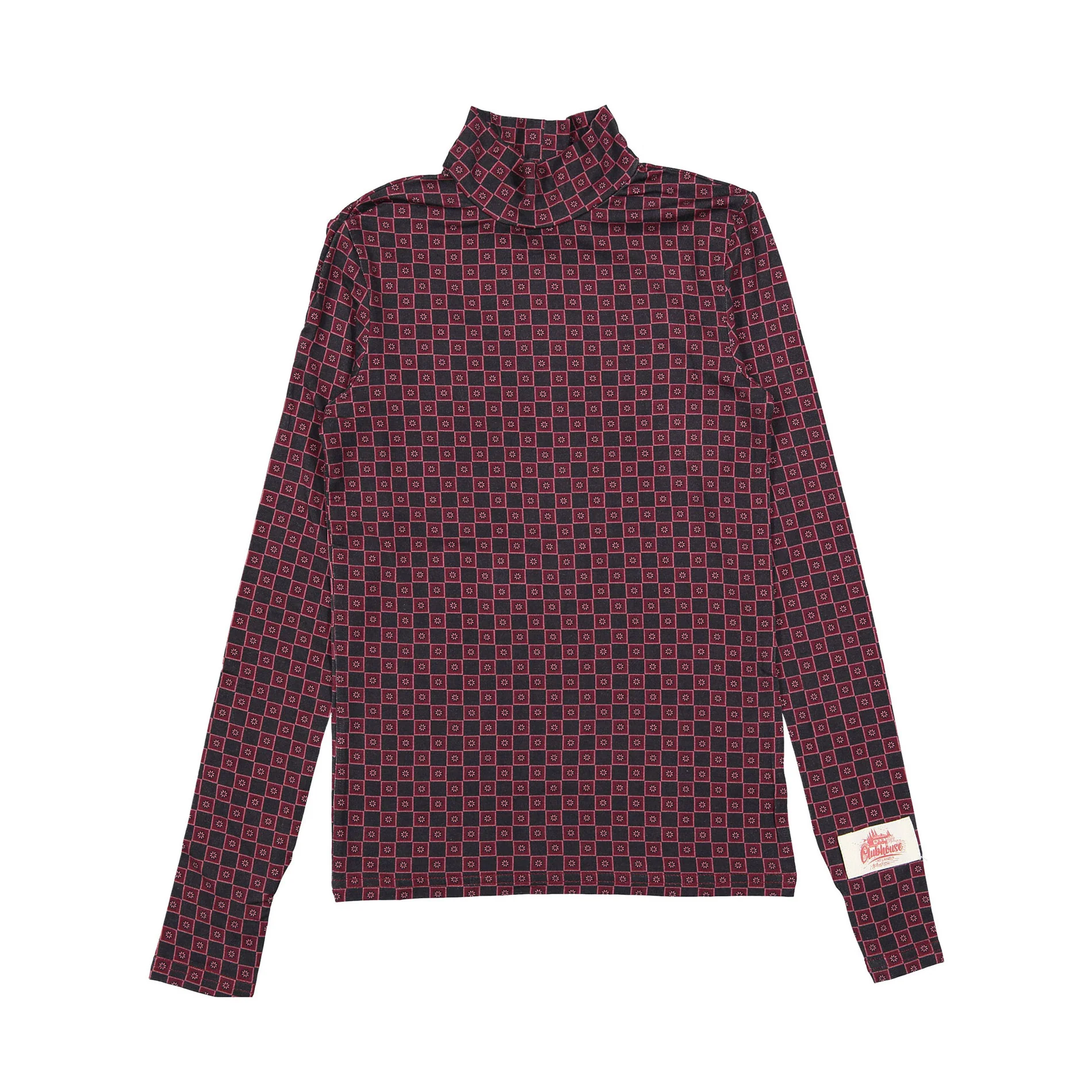 Clubhouse Maroon/ Black Geo Printed Turtleneck