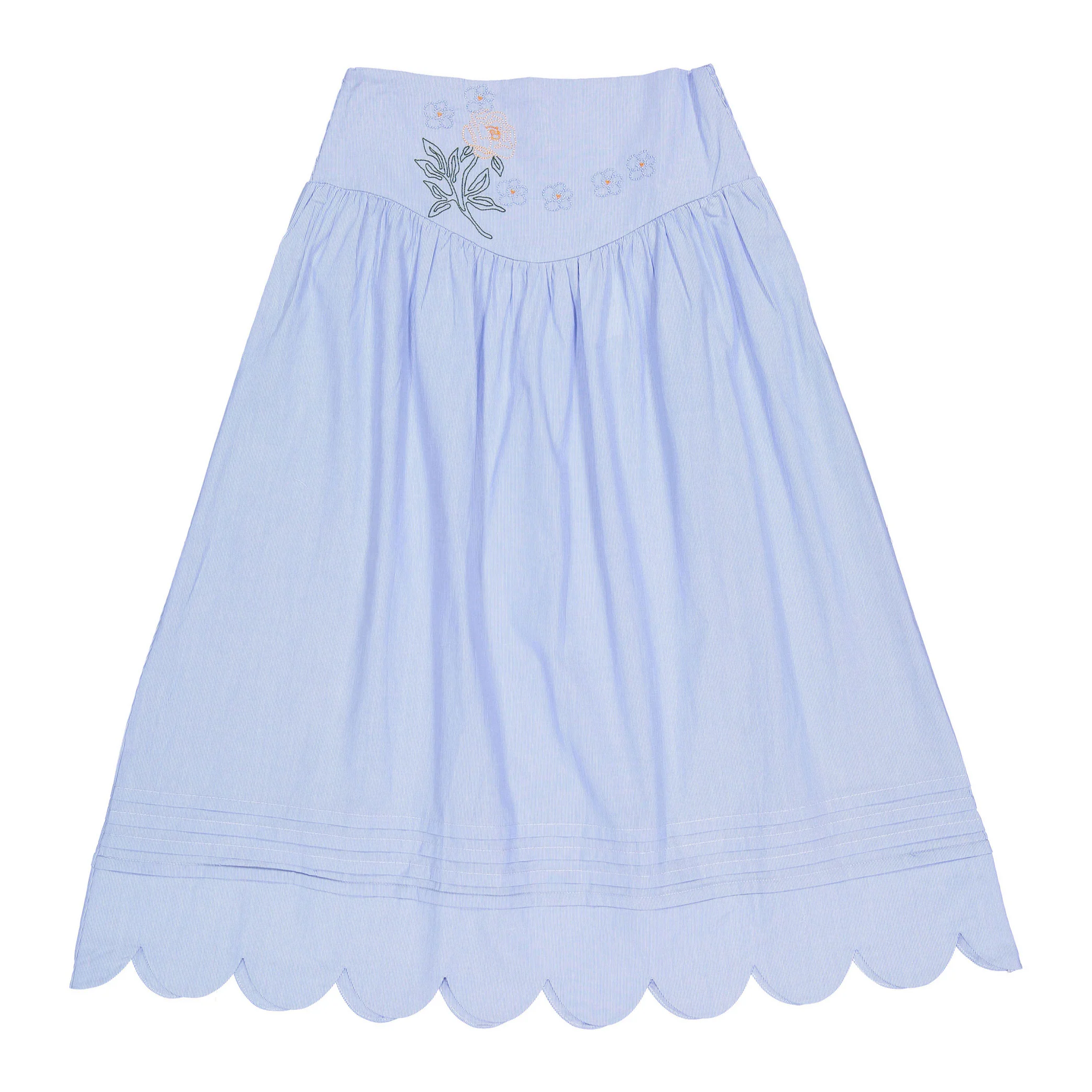 Clubhouse Blue Embroidered Scalloped Skirt