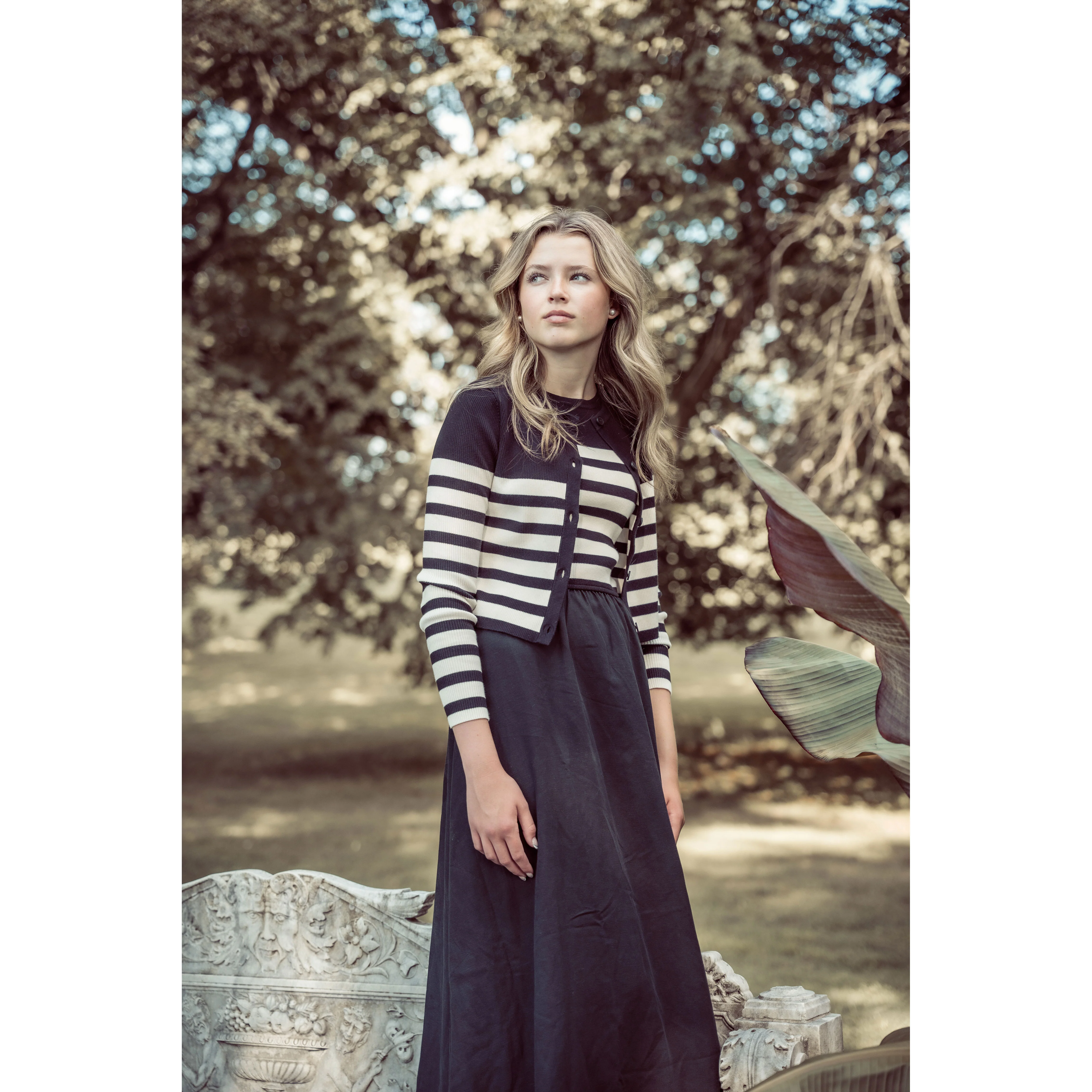 Coco Blanc Black/Cream Striped Cardigan - Image 2