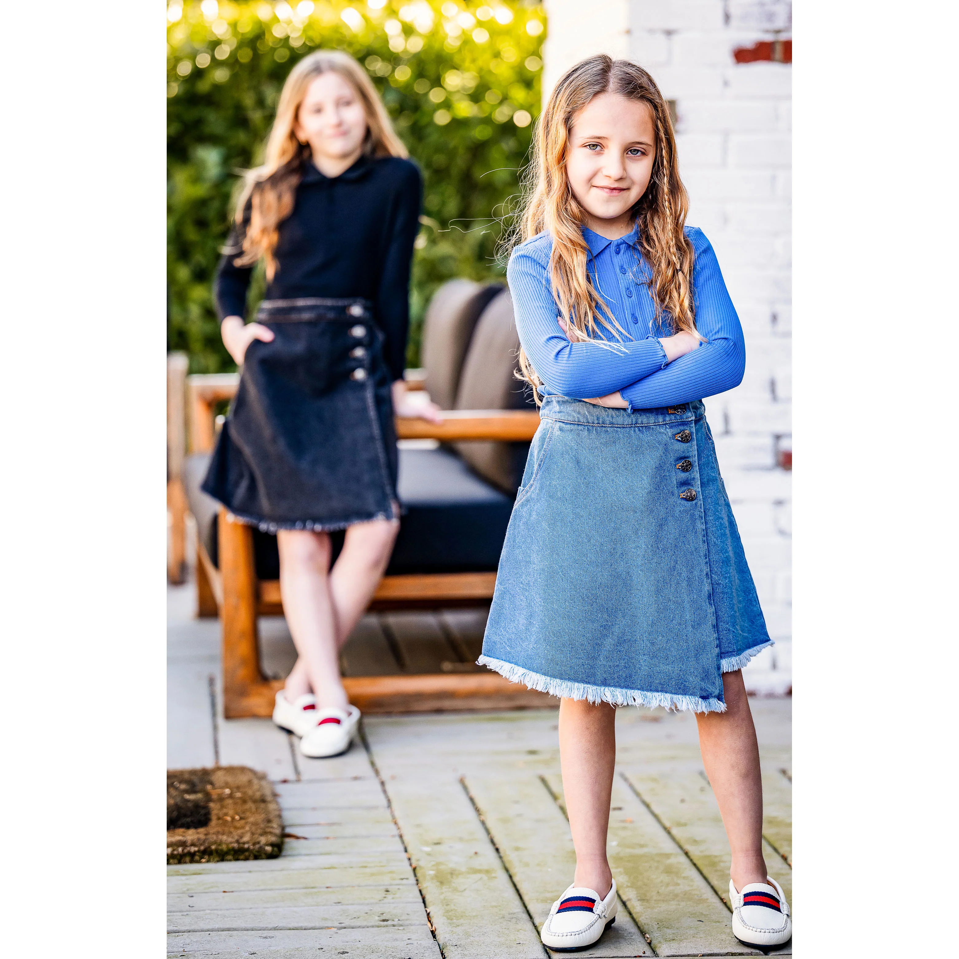 Coco Blanc Black Denim Knee Length Skirt - Image 4