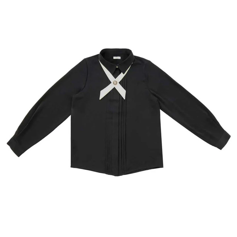 Coco Blanc Black Front Pleat Blouse