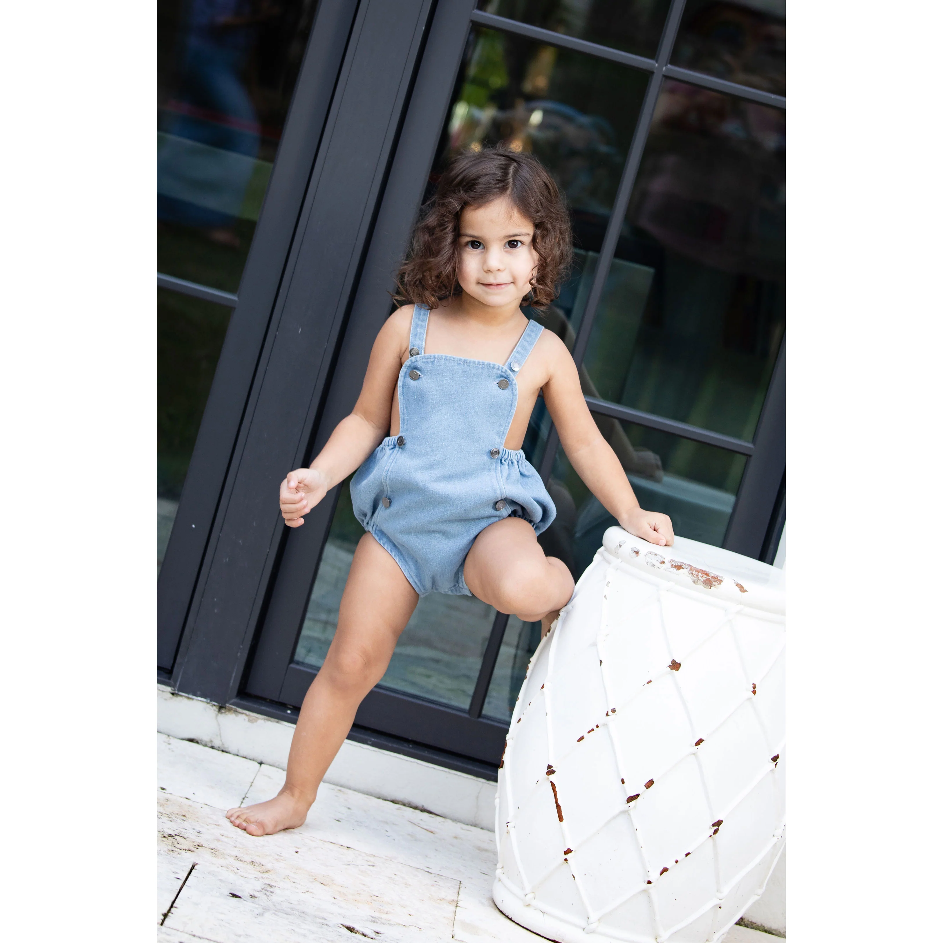 Coco Blanc Blue Denim Baby Romper - Image 3