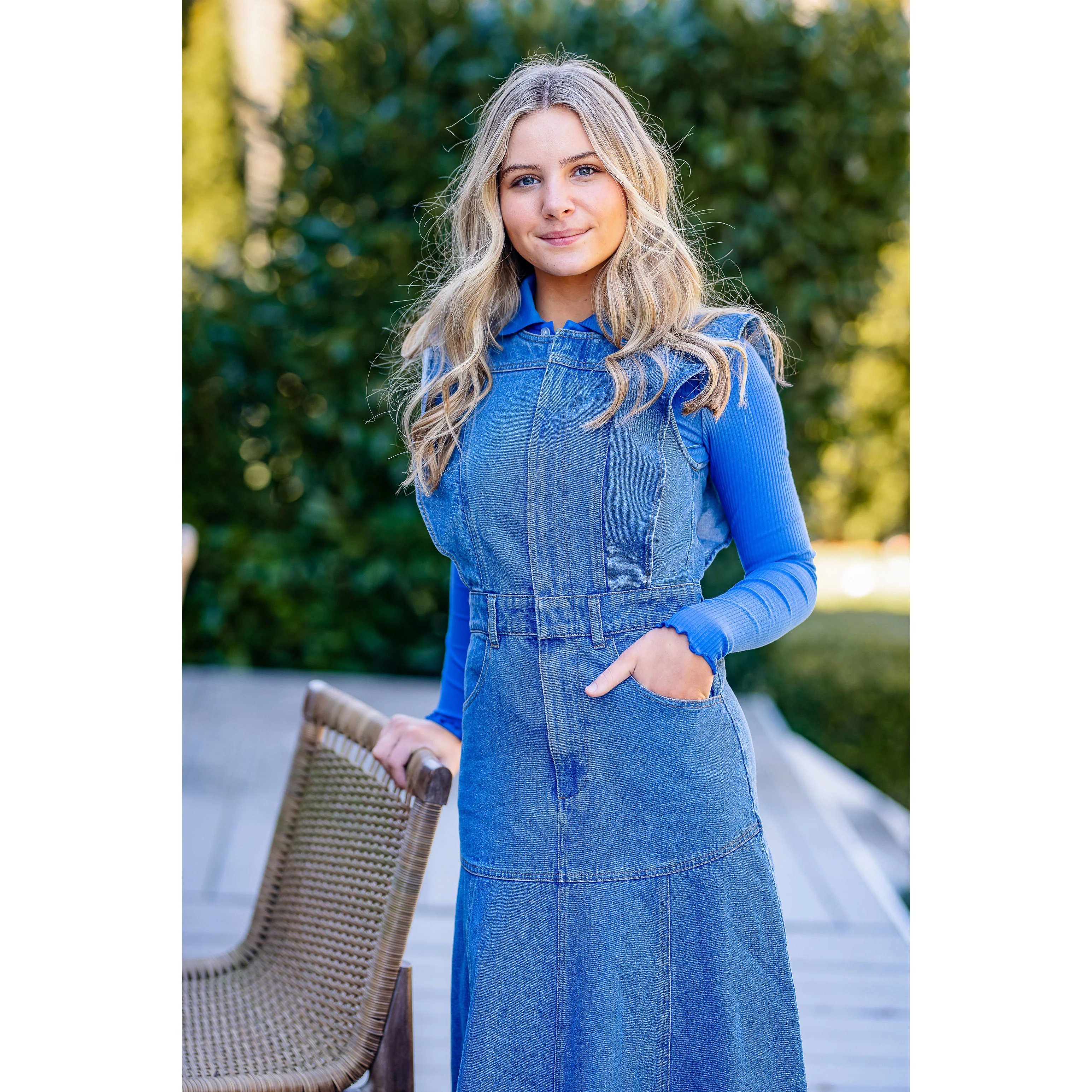 Coco Blanc Blue Denim Maxi Zipper Jumper - Image 3