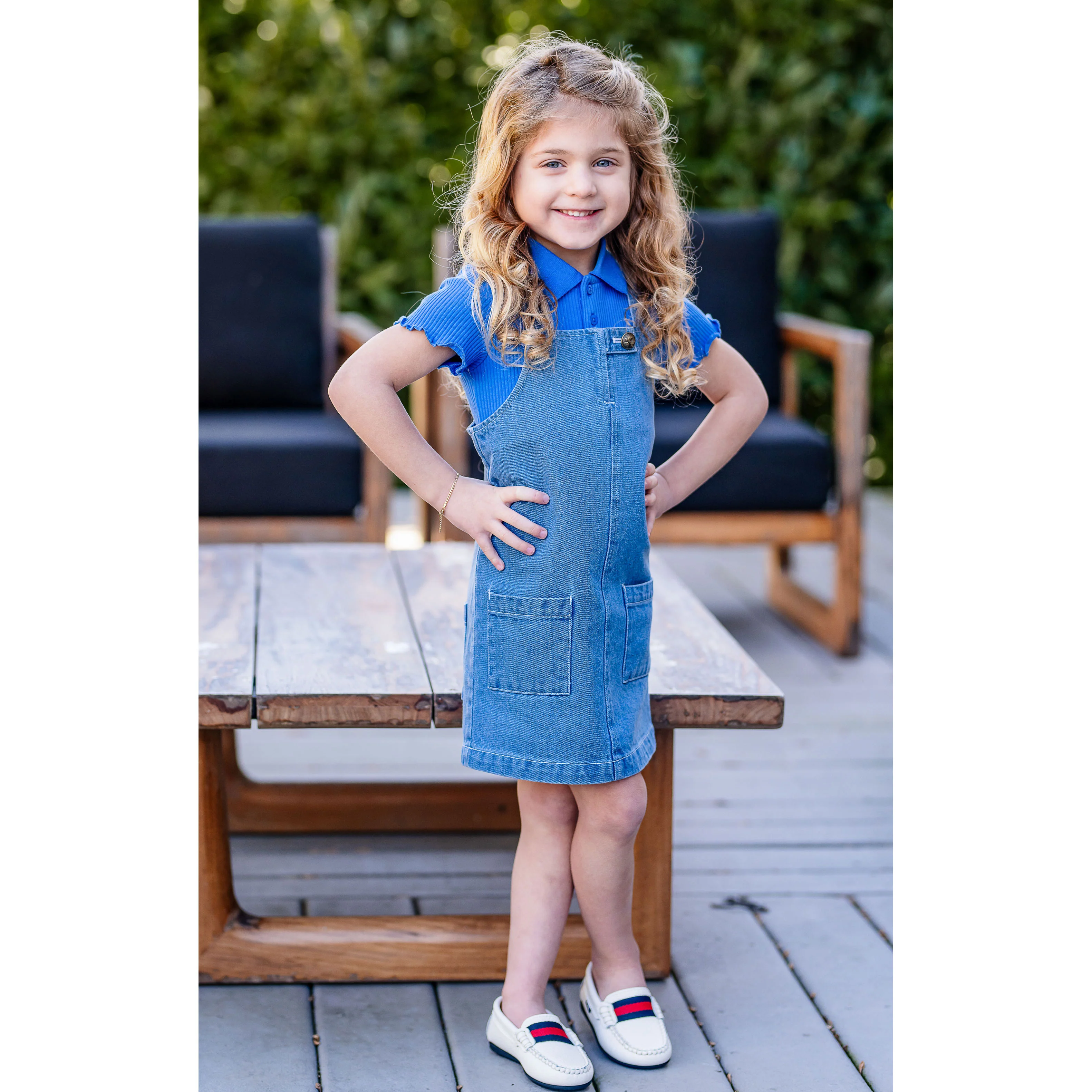 Coco Blanc Blue Denim Pinafore Jumper - Image 2