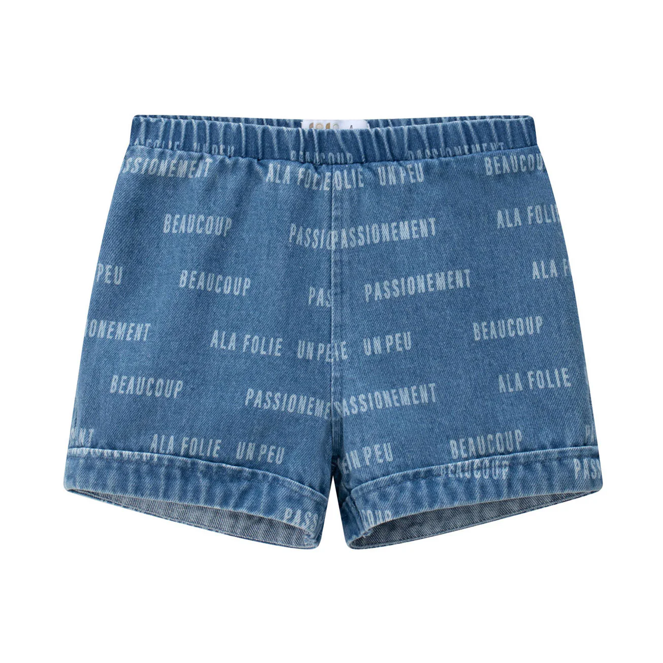 Coco Blanc Blue Denim Printed Shorts