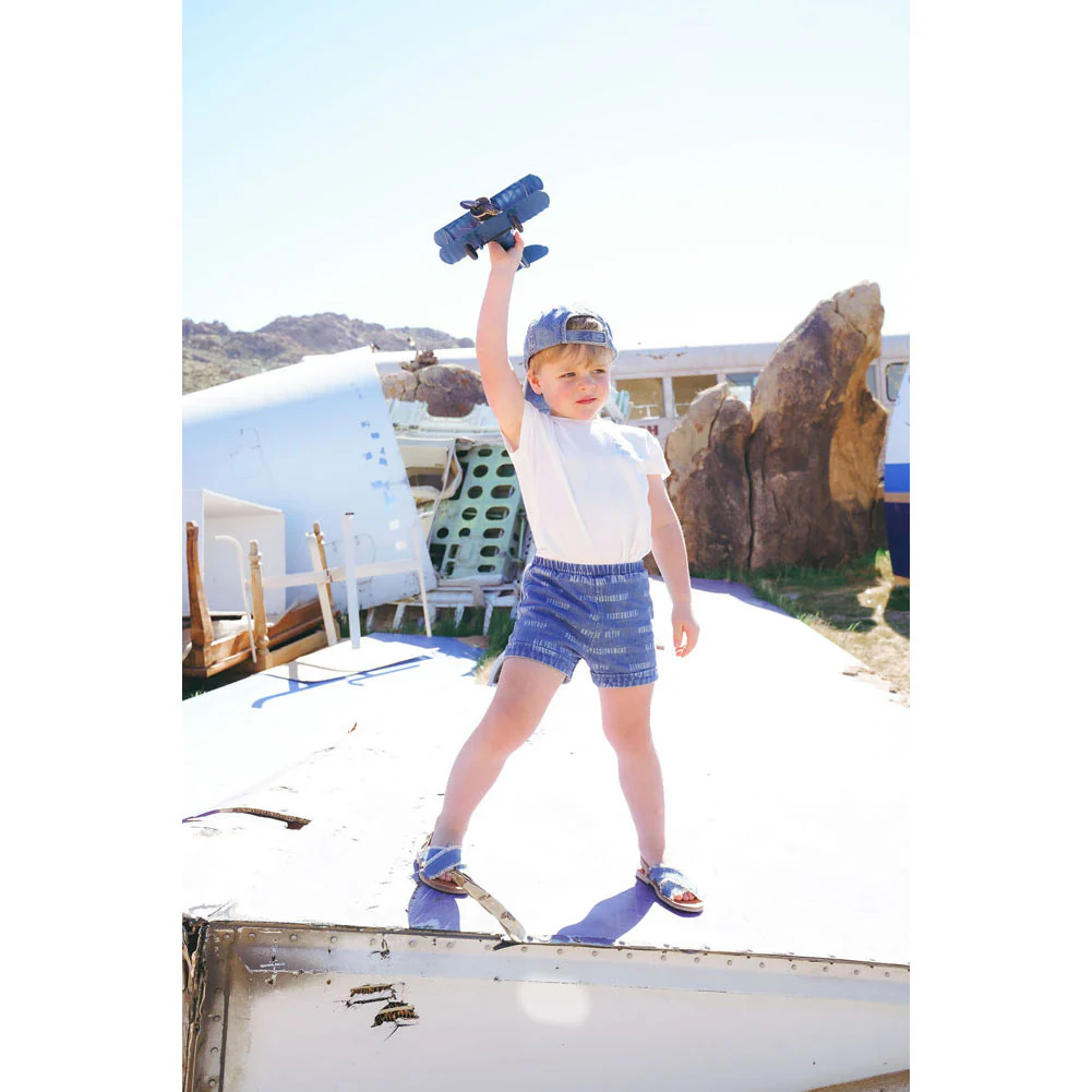 Coco Blanc Blue Denim Printed Shorts - Image 2
