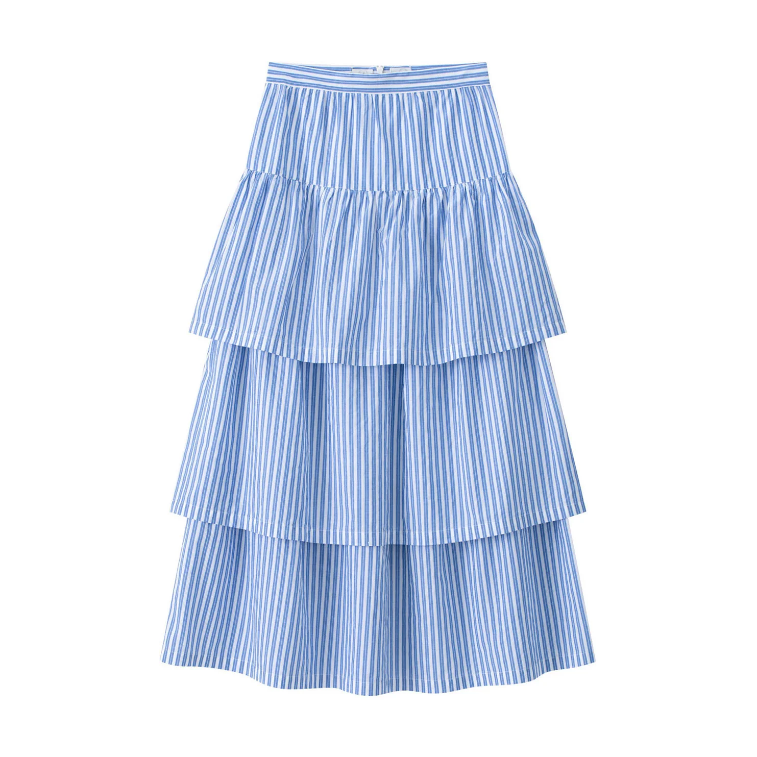 Coco Blanc Blue Striped Layered Skirt