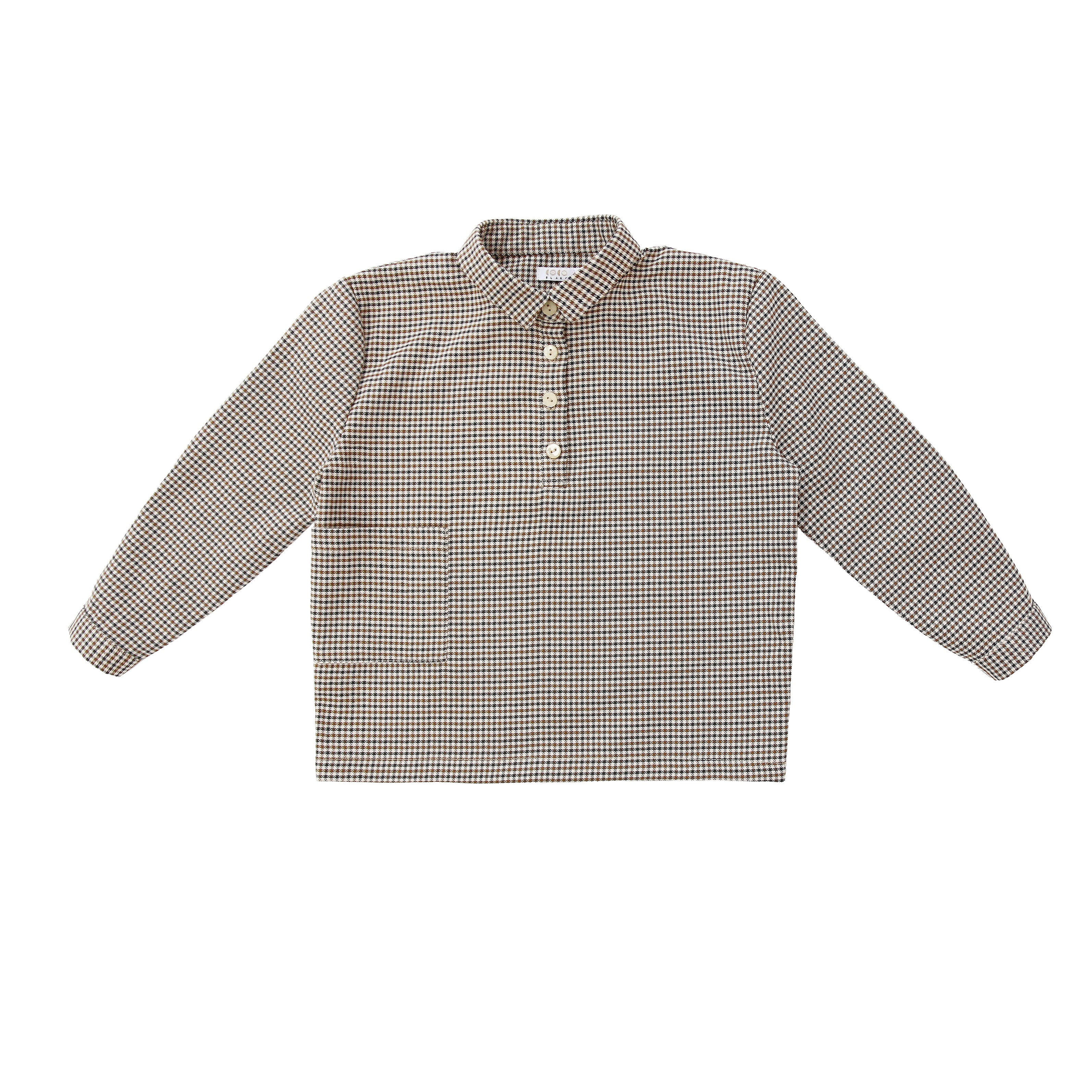Coco Blanc Brown Houndstooth Boxy Shirt