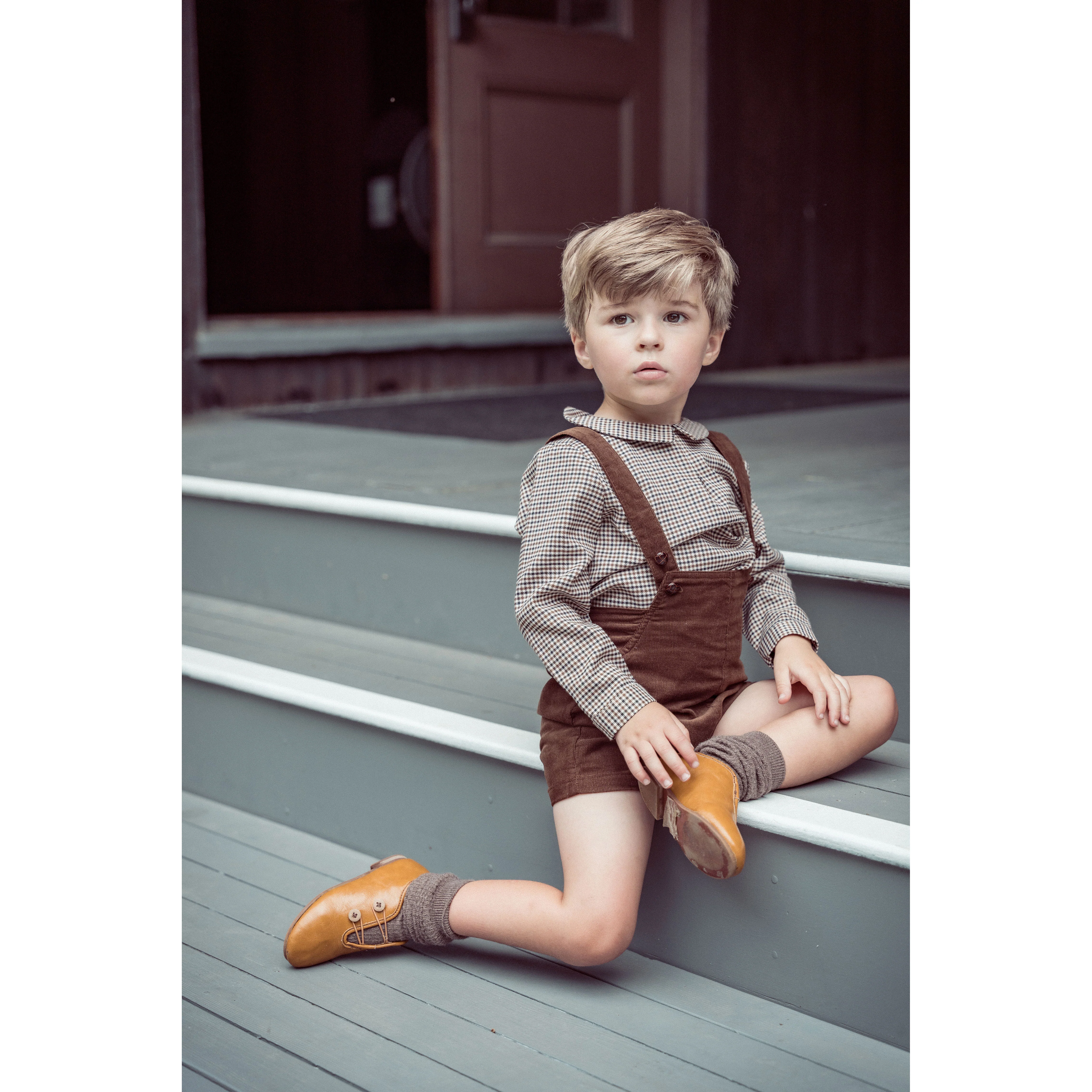 Coco Blanc Brown Houndstooth Peter Pan Shirt - Image 3