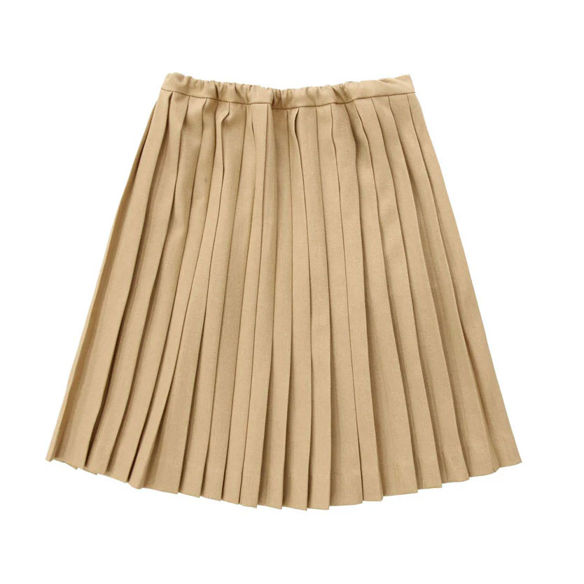 Coco Blanc Camel Pleated Skirt